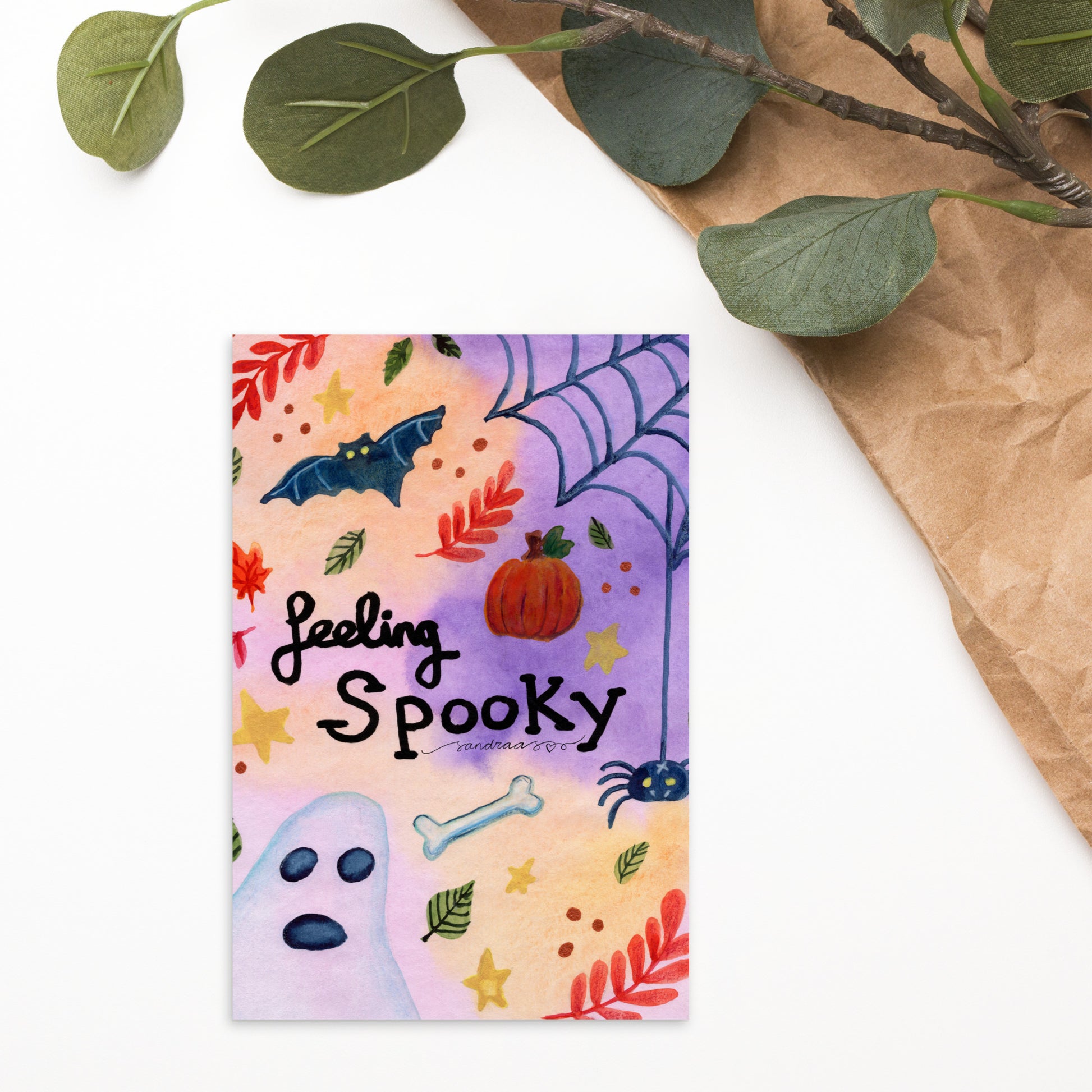 Standard Postcard – Feeling Spooky 👻🕸️- Halloween Card - SANDRAAS
