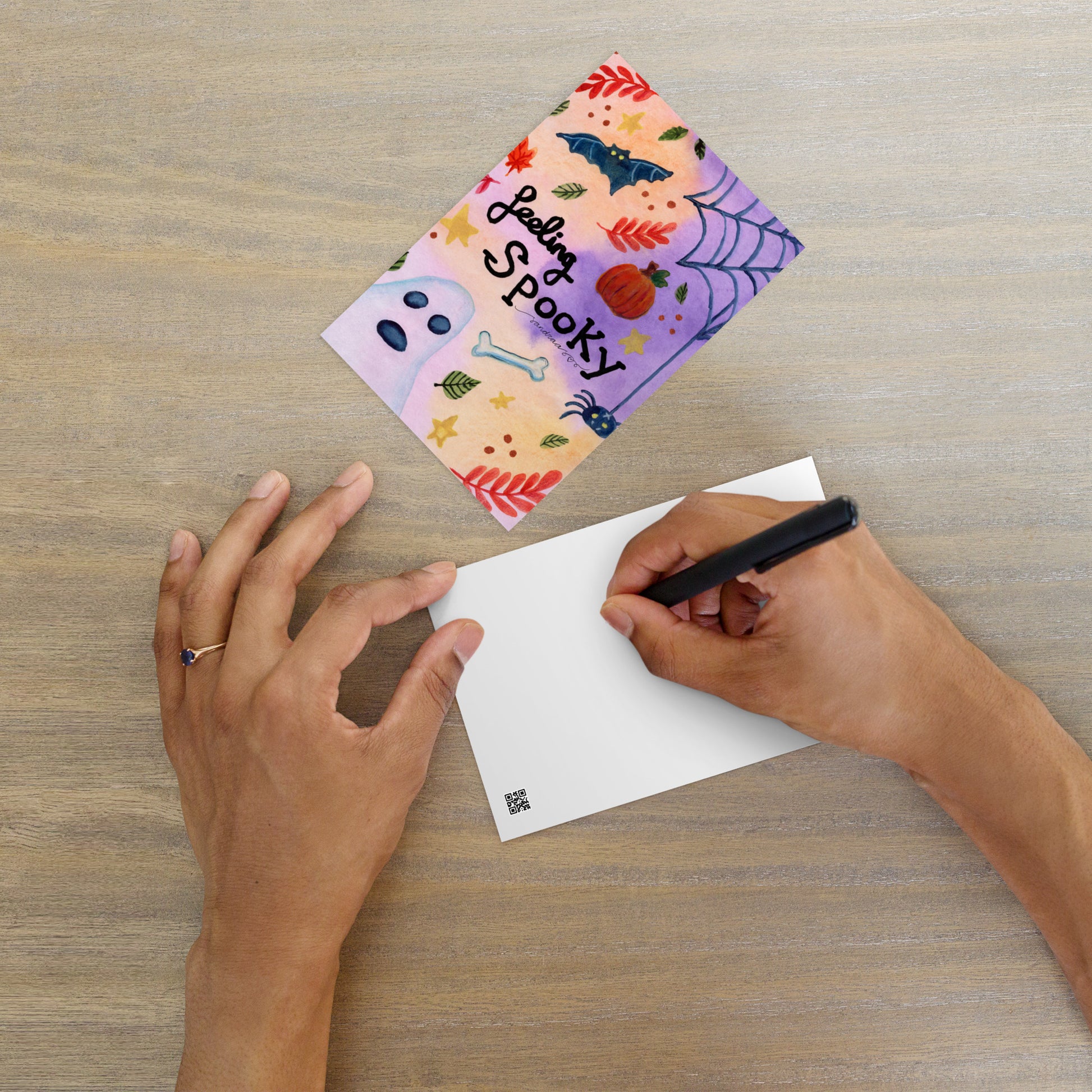 Standard Postcard – Feeling Spooky 👻🕸️- Halloween Card - SANDRAAS