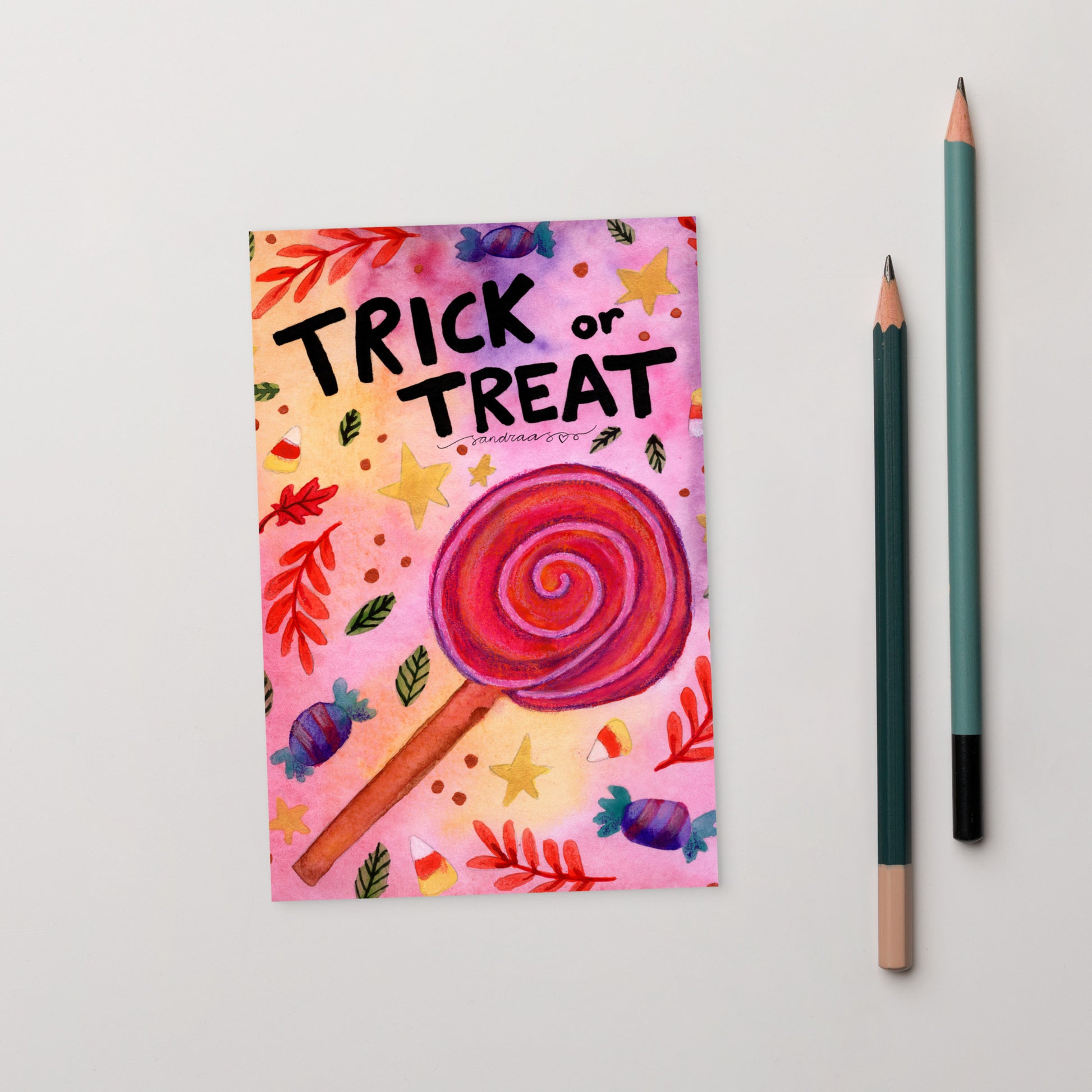 Standard Postcard – Halloween Card Trick or Treat 🍬🎃 - SANDRAAS