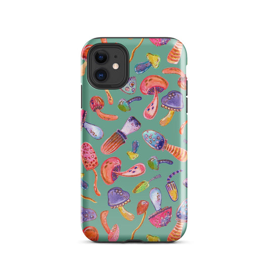 🍄 Tough iPhone® Case – Turquoise Colorful Mushrooms 💙📱 iPhone Case - SANDRAAS