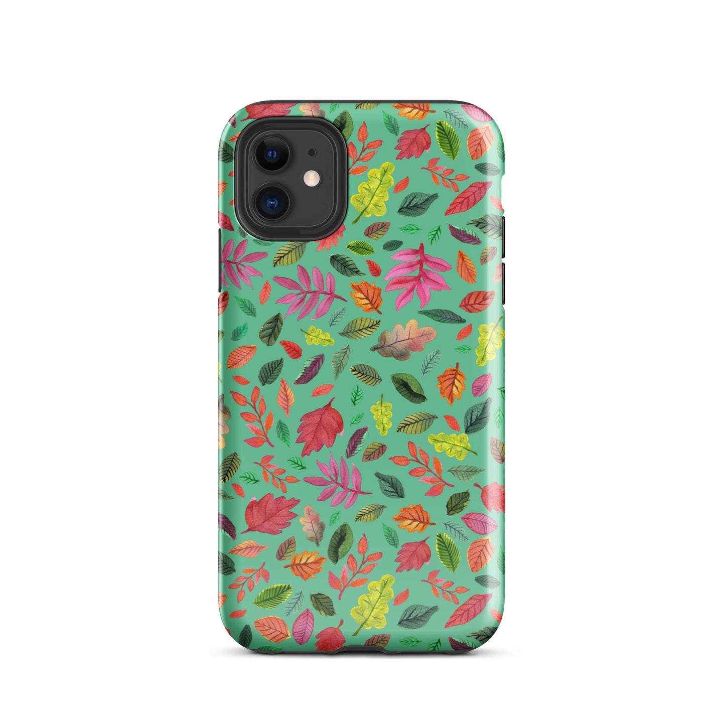 🍃 Tough iPhone® Case – Turquoise Colorful Leaves 💙📱iPhone Case - SANDRAAS