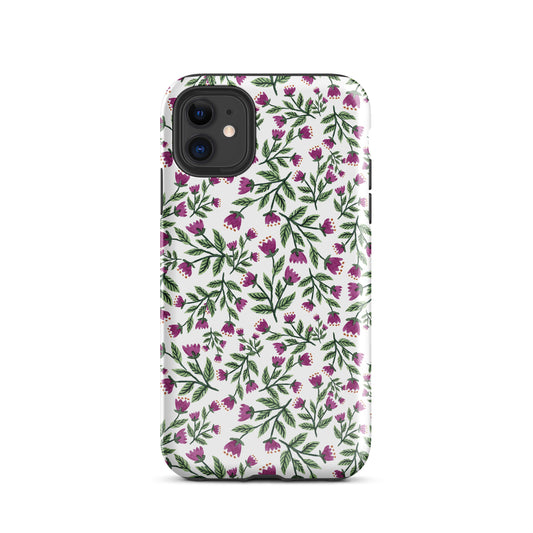 🌸 Tough iPhone® Case – White Purple Flowers 💜📱iPhone Case - SANDRAAS