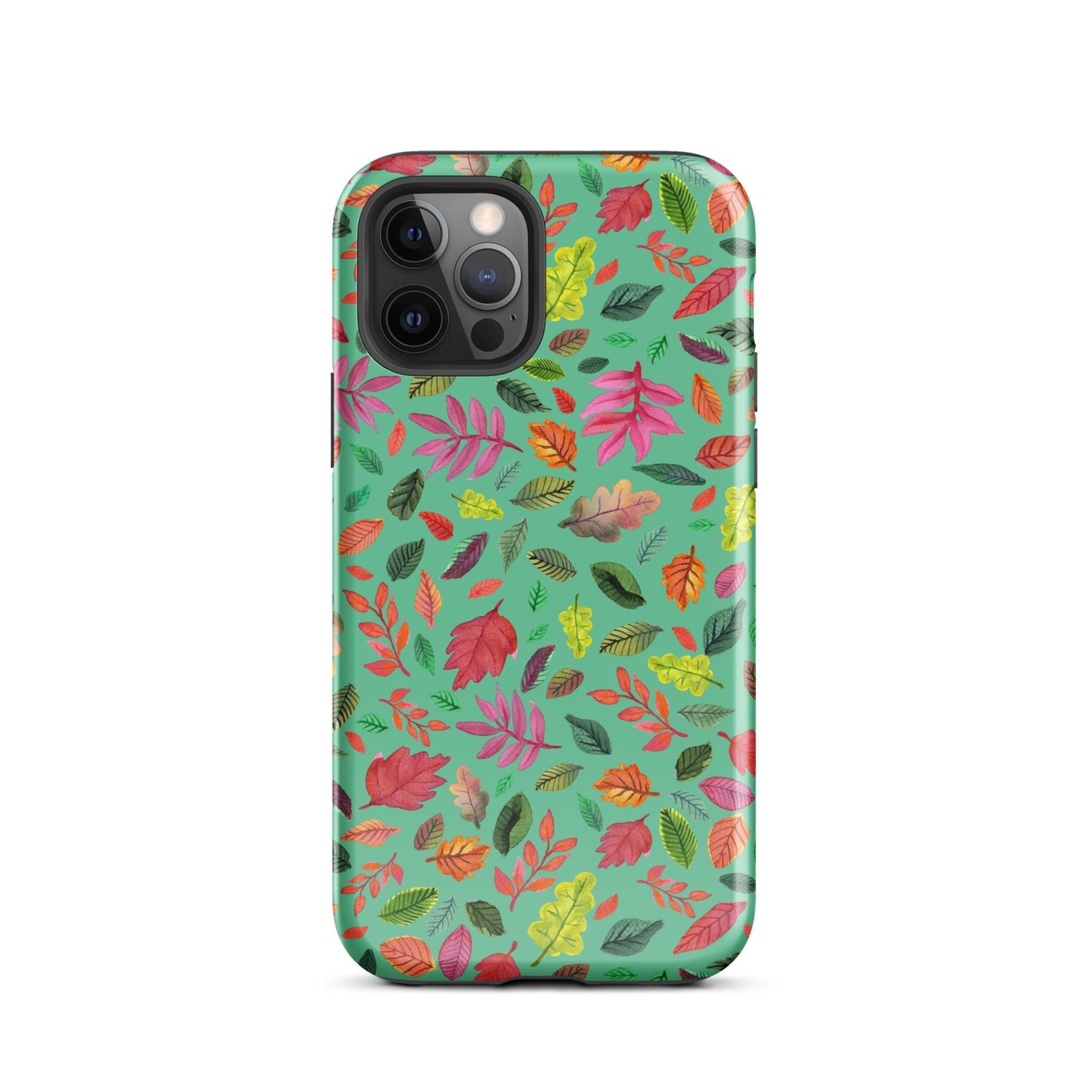 🍃 Tough iPhone® Case – Turquoise Colorful Leaves 💙📱iPhone Case - SANDRAAS