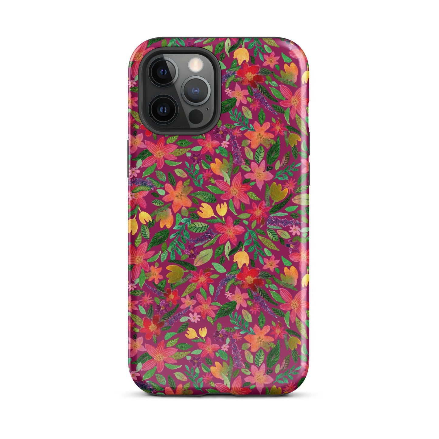 🌸 Tough iPhone® Case – Dark Pink Florals 💖📱iPhone Case - SANDRAAS