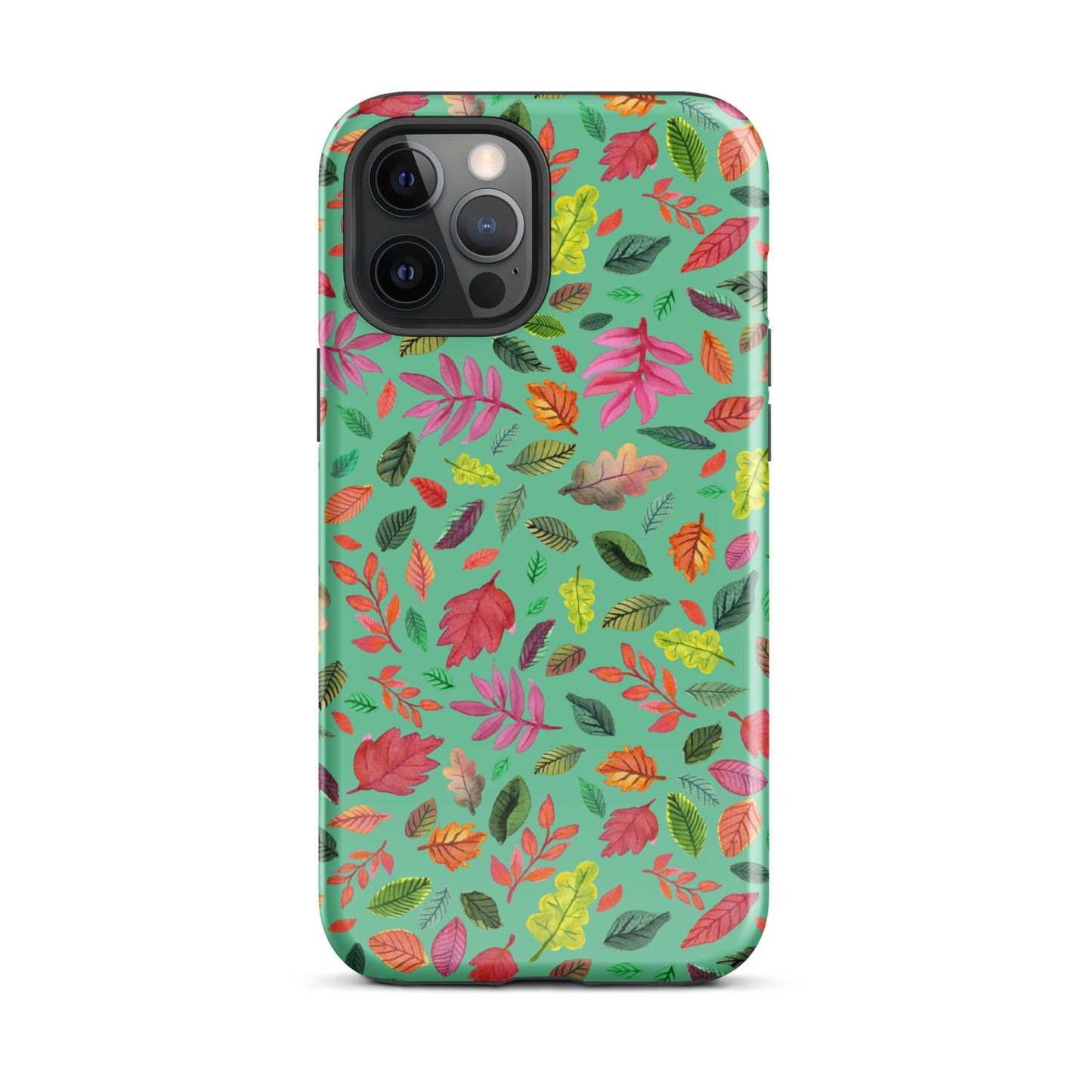 🍃 Tough iPhone® Case – Turquoise Colorful Leaves 💙📱iPhone Case - SANDRAAS
