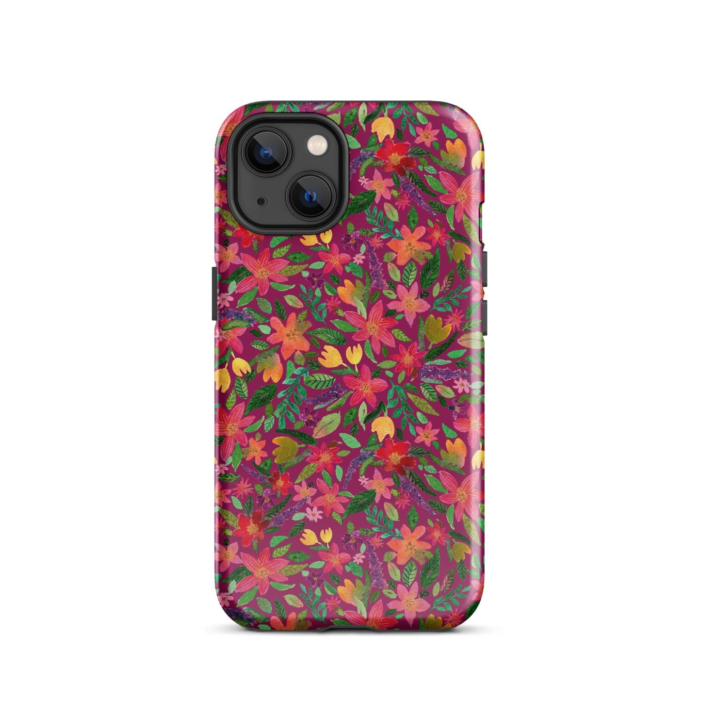 🌸 Tough iPhone® Case – Dark Pink Florals 💖📱iPhone Case - SANDRAAS