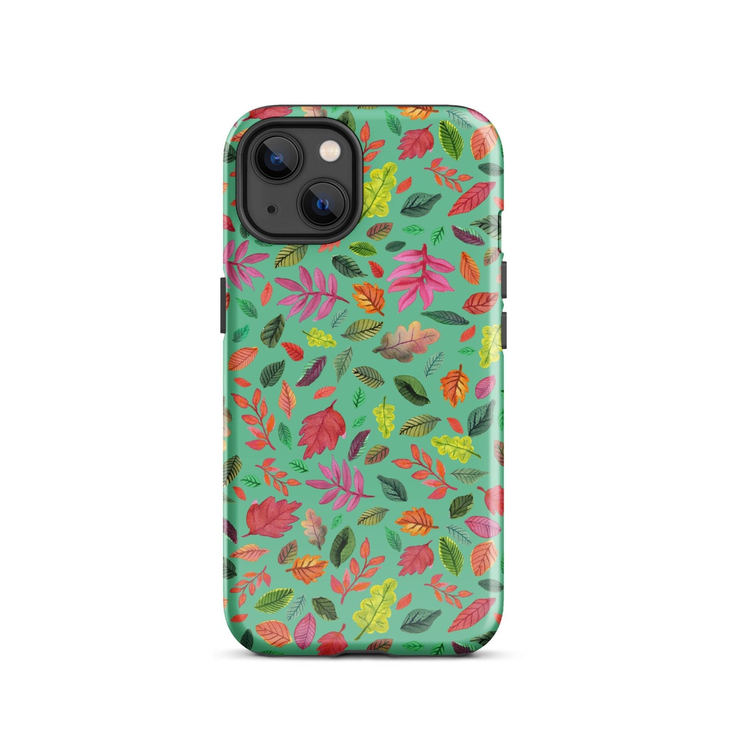 🍃 Tough iPhone® Case – Turquoise Colorful Leaves 💙📱iPhone Case - SANDRAAS