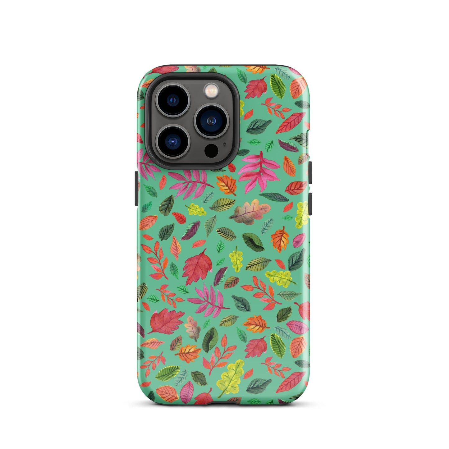 🍃 Tough iPhone® Case – Turquoise Colorful Leaves 💙📱iPhone Case - SANDRAAS
