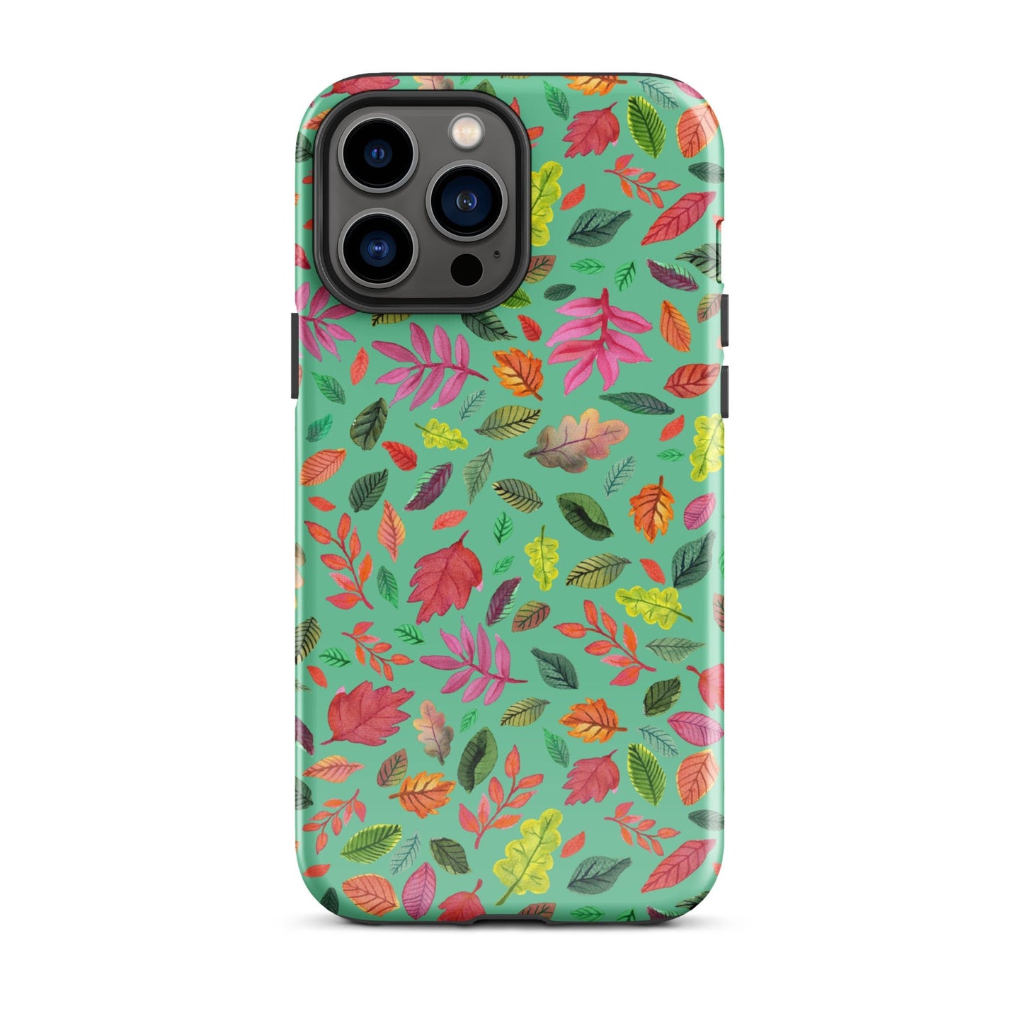 🍃 Tough iPhone® Case – Turquoise Colorful Leaves 💙📱iPhone Case - SANDRAAS