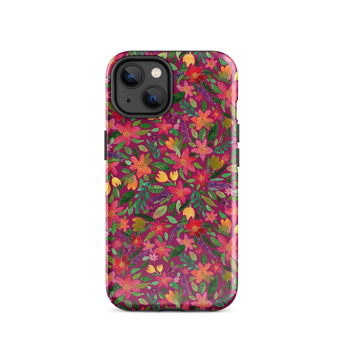 🌸 Tough iPhone® Case – Dark Pink Florals 💖📱iPhone Case - SANDRAAS