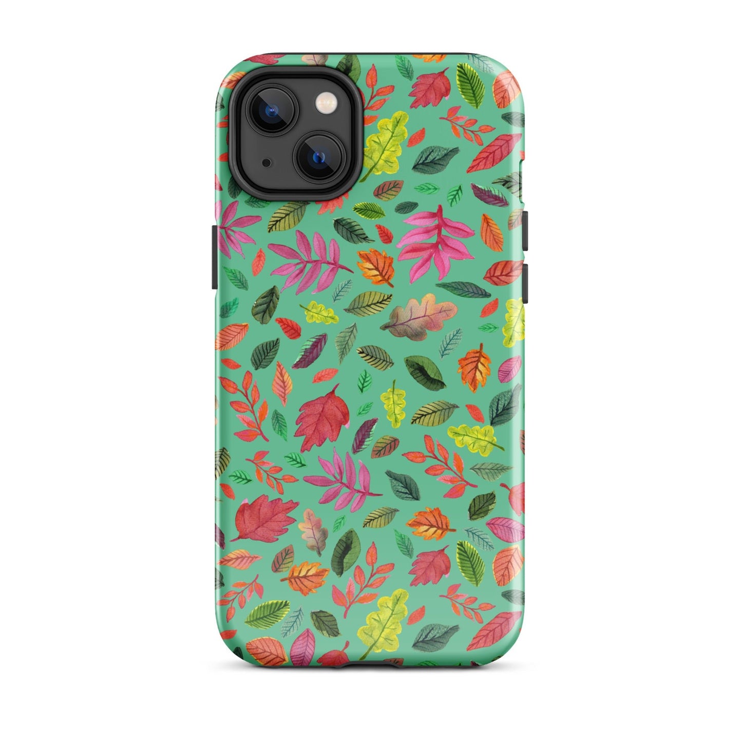 🍃 Tough iPhone® Case – Turquoise Colorful Leaves 💙📱iPhone Case - SANDRAAS