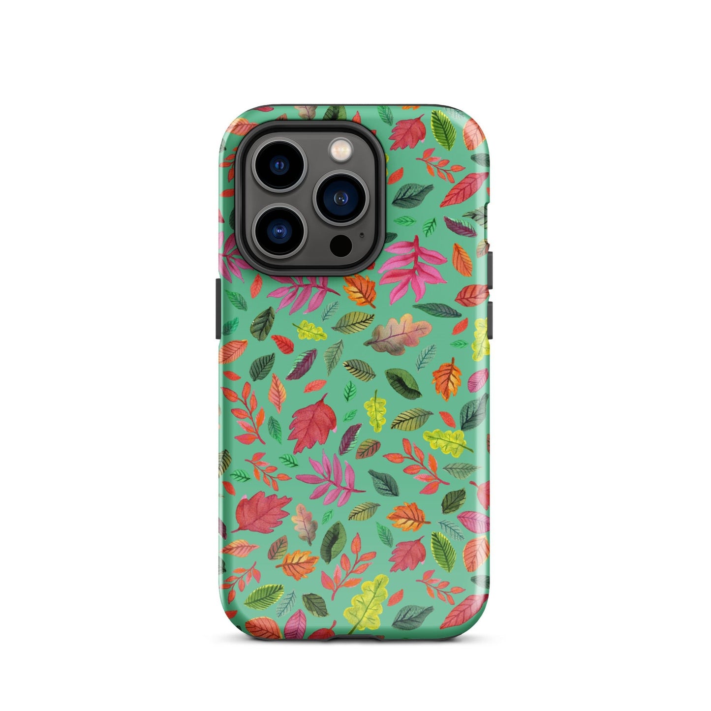 🍃 Tough iPhone® Case – Turquoise Colorful Leaves 💙📱iPhone Case - SANDRAAS