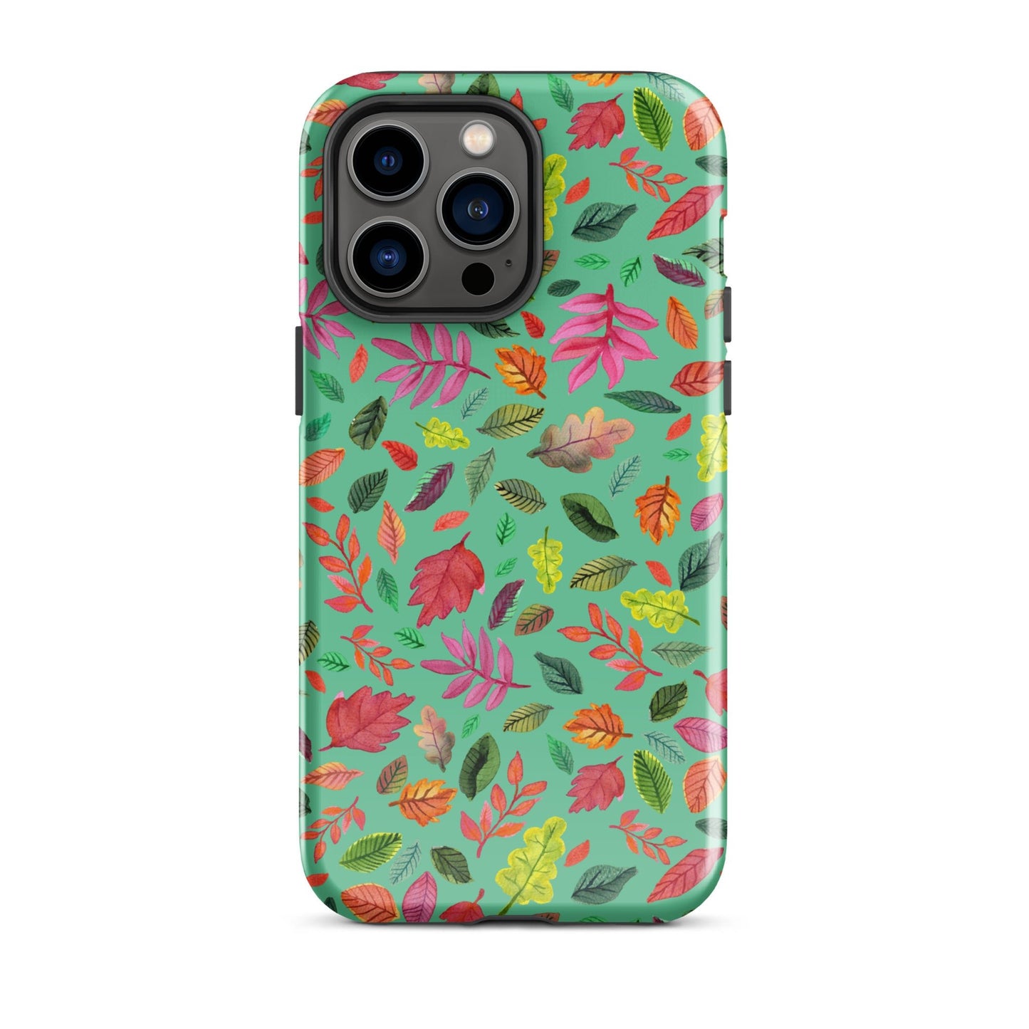🍃 Tough iPhone® Case – Turquoise Colorful Leaves 💙📱iPhone Case - SANDRAAS