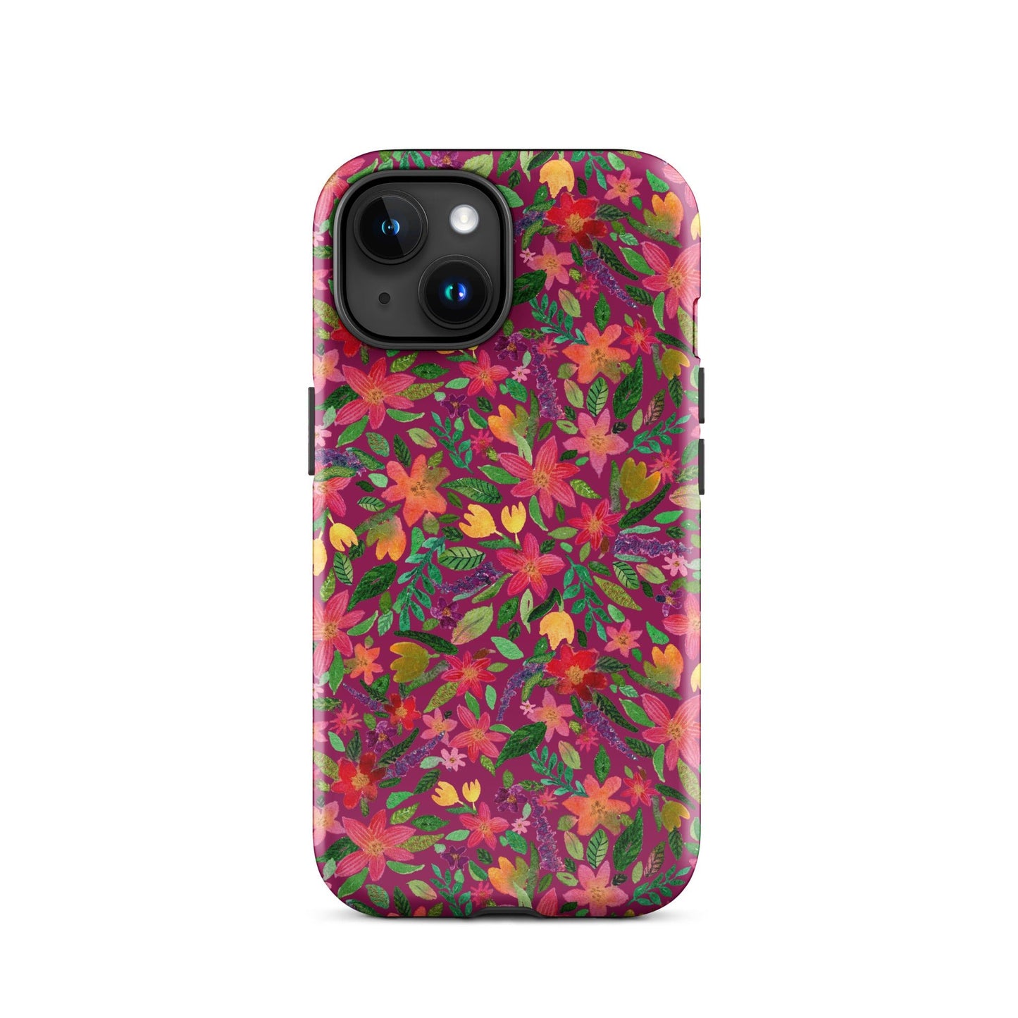 🌸 Tough iPhone® Case – Dark Pink Florals 💖📱iPhone Case - SANDRAAS