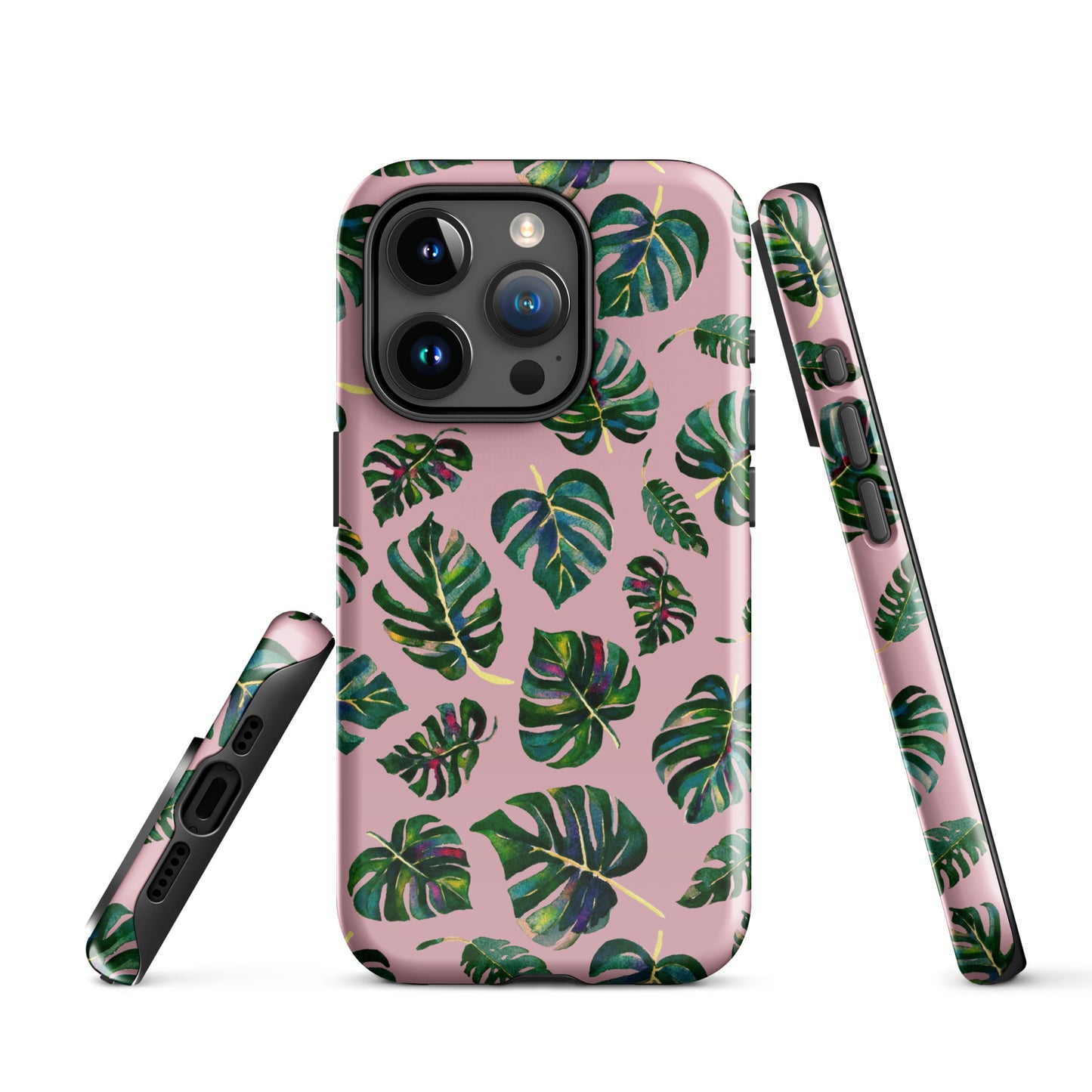 🌿 Tough iPhone® Case – Monstera Leaves (Pink) 💗📱 iPhone case - SANDRAAS