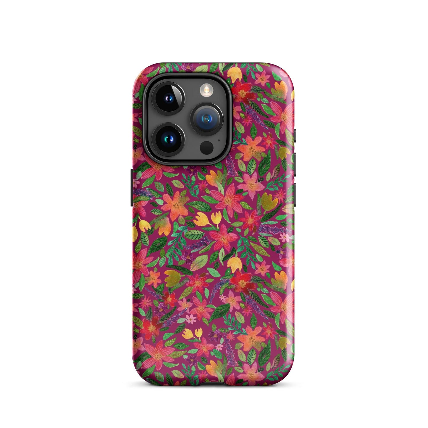 🌸 Tough iPhone® Case – Dark Pink Florals 💖📱iPhone Case - SANDRAAS