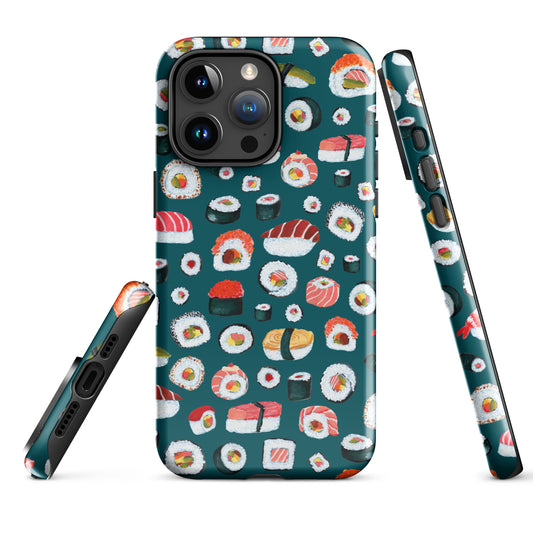 🍣 Tough iPhone® Case – Sushi Pattern – Sherpa Blue - iPhone Case - SANDRAAS