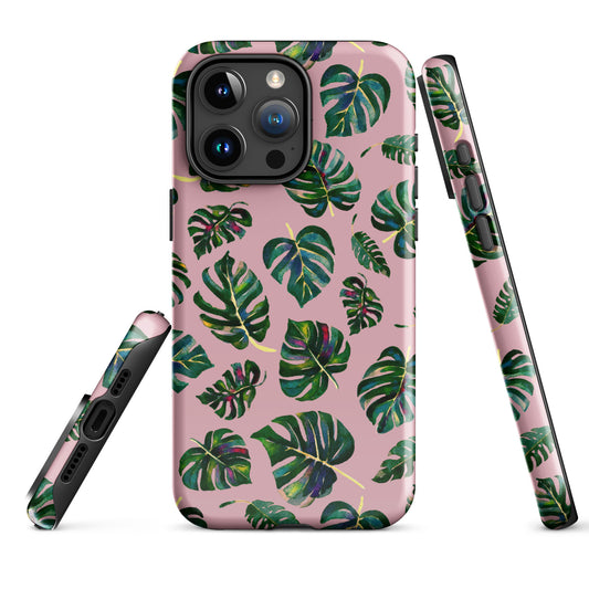 🌿 Tough iPhone® Case – Monstera Leaves (Pink) 💗📱 iPhone case - SANDRAAS
