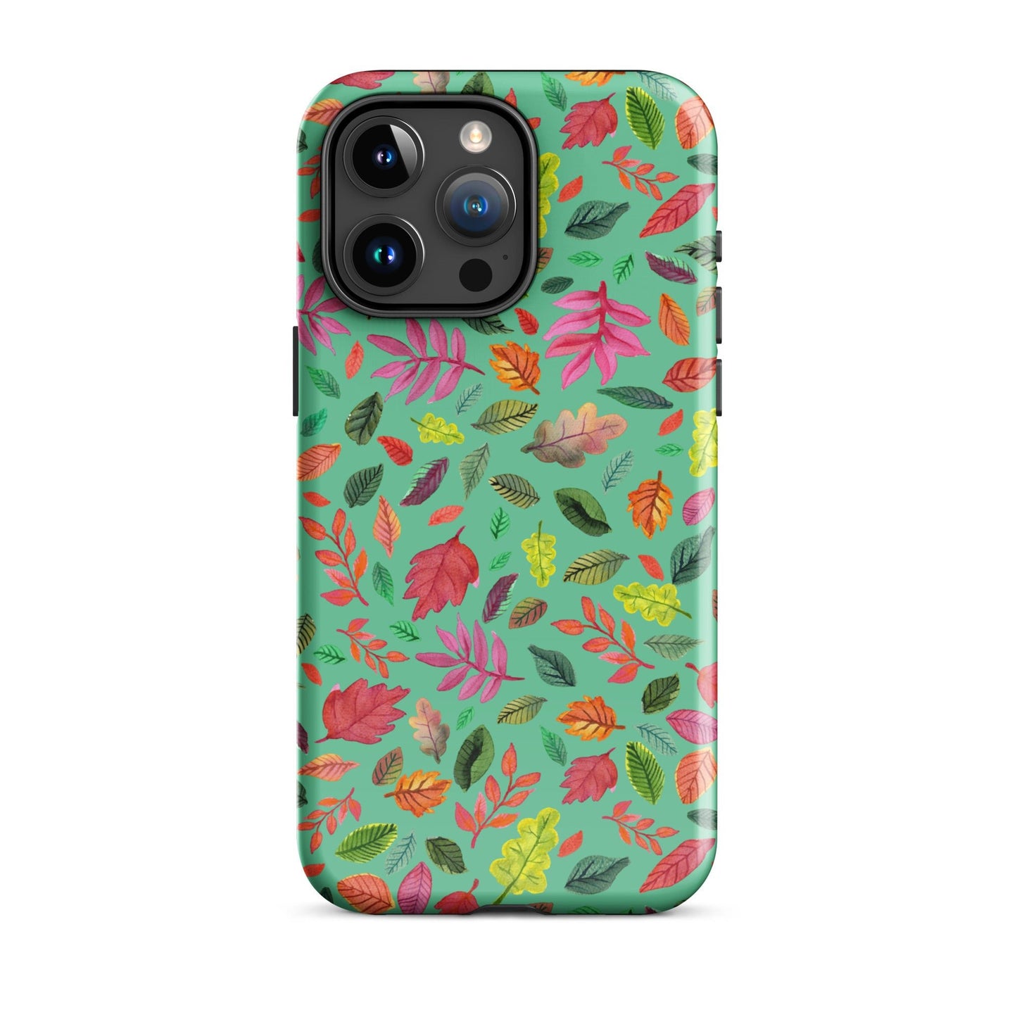 🍃 Tough iPhone® Case – Turquoise Colorful Leaves 💙📱iPhone Case - SANDRAAS
