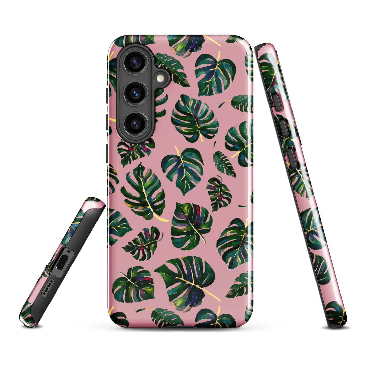 🌿 Tough Samsung® Case – Monstera Leaves (Pink) 💗📱 Samsung case - SANDRAAS