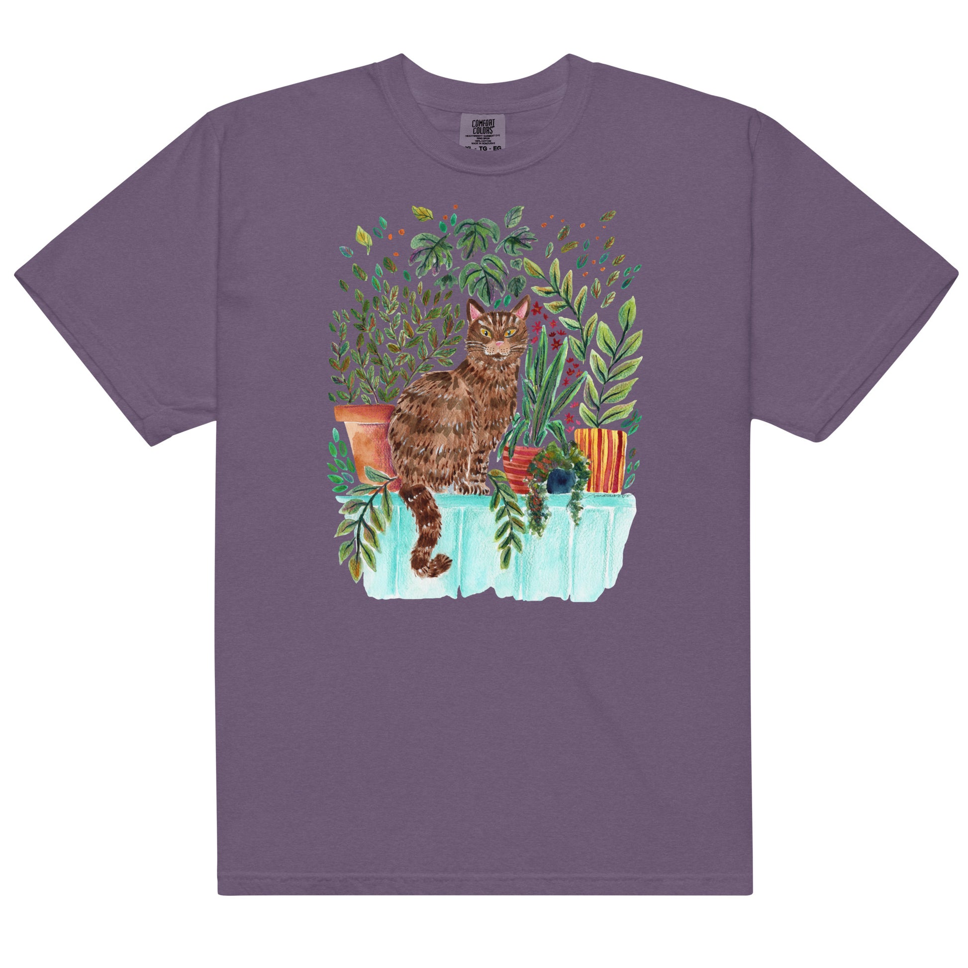 Garment - Dyed T-Shirt – Cat Sitting in the Window 🐾🌿 - SANDRAAS