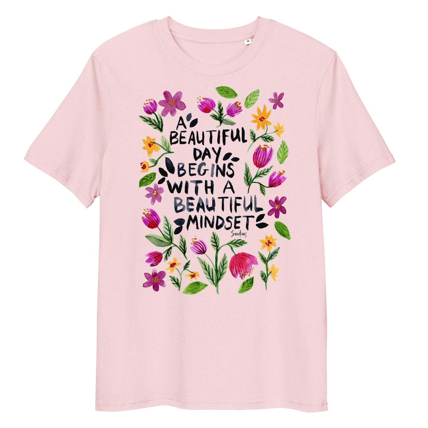 🌼 Organic Cotton T-Shirt – A Beautiful Day Begins with a Beautiful Mindset - SANDRAAS
