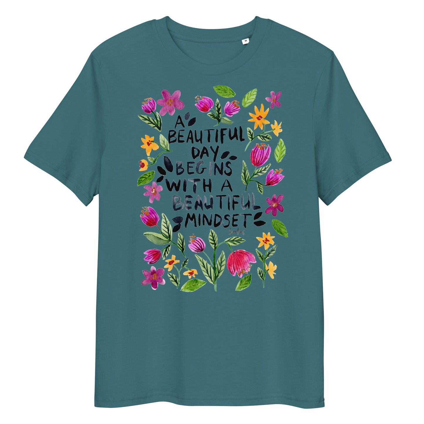 🌼 Organic Cotton T-Shirt – A Beautiful Day Begins with a Beautiful Mindset - SANDRAAS