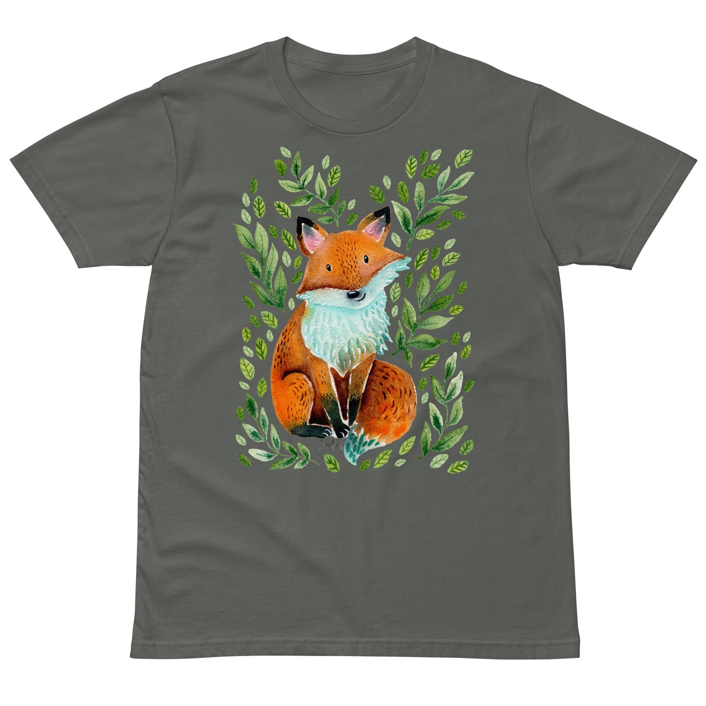 🦊 Unisex Premium T-Shirt – Cute Fox – Woodland Whimsy Edition - SANDRAAS