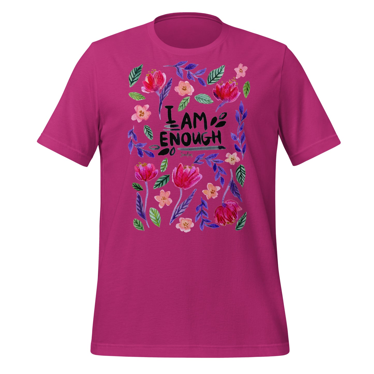 🌸 Unisex T-Shirt – I Am Enough – Watercolor Floral Edition - SANDRAAS