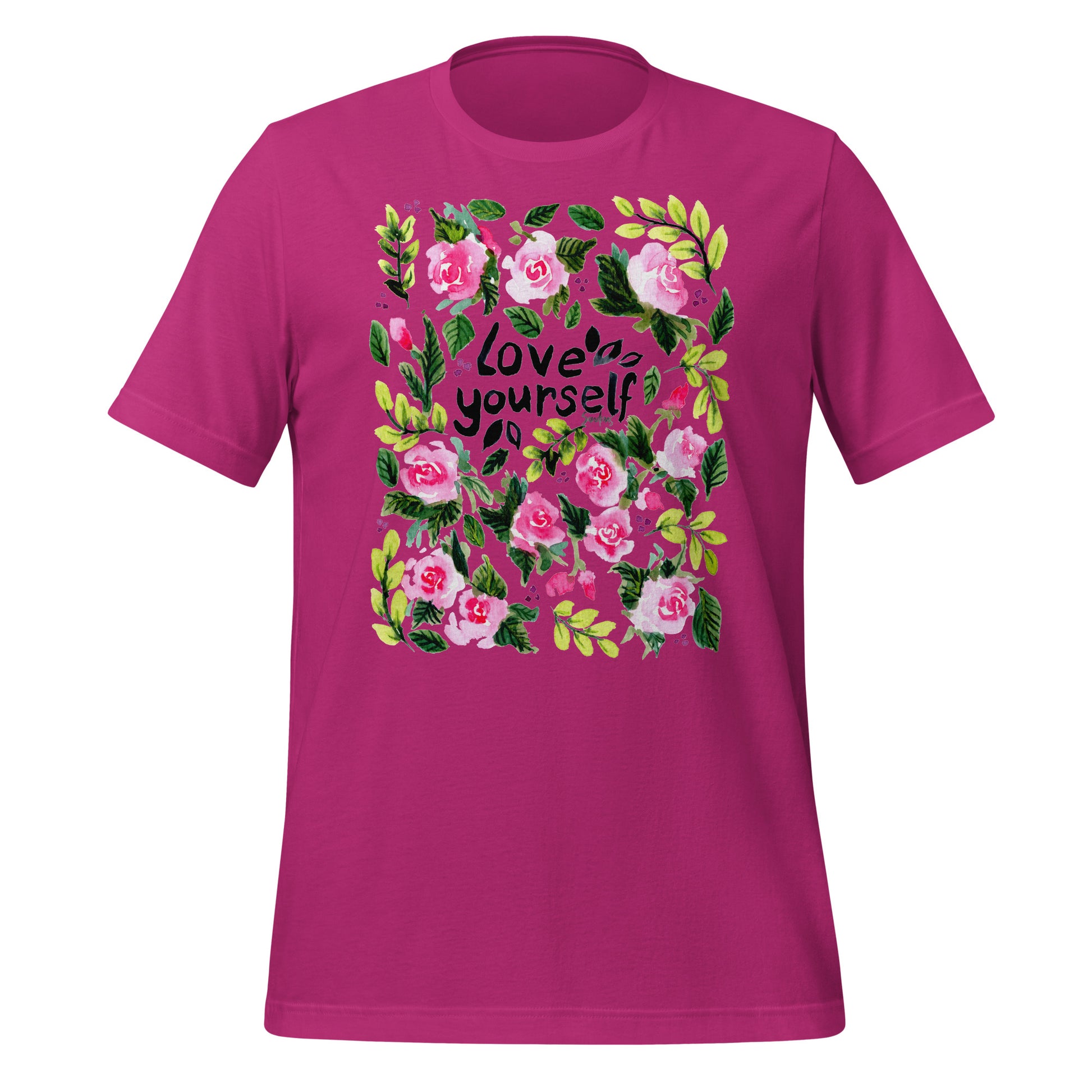💗 T-Shirt – Love Yourself – Watercolor Rose Edition - SANDRAAS