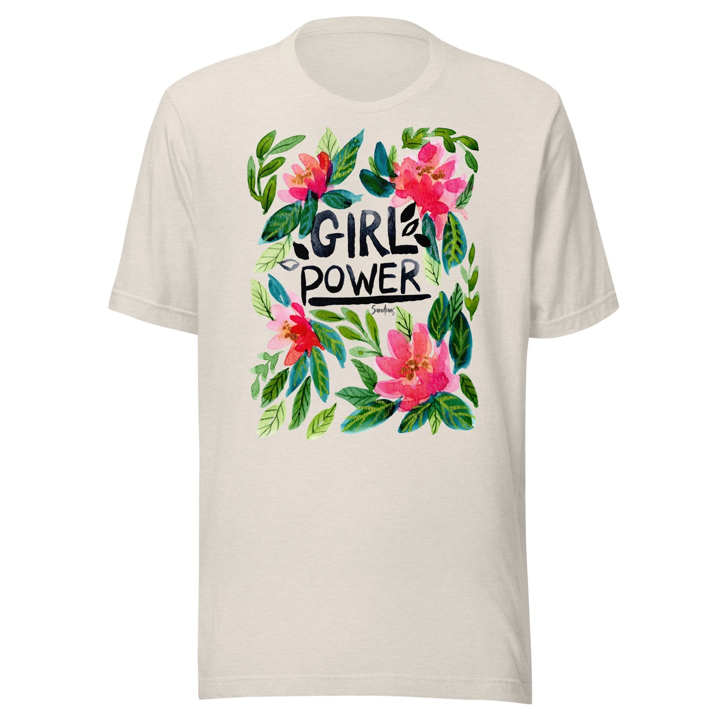 🌸 Unisex T-Shirt – Girl Power – Watercolor Floral Edition - SANDRAAS
