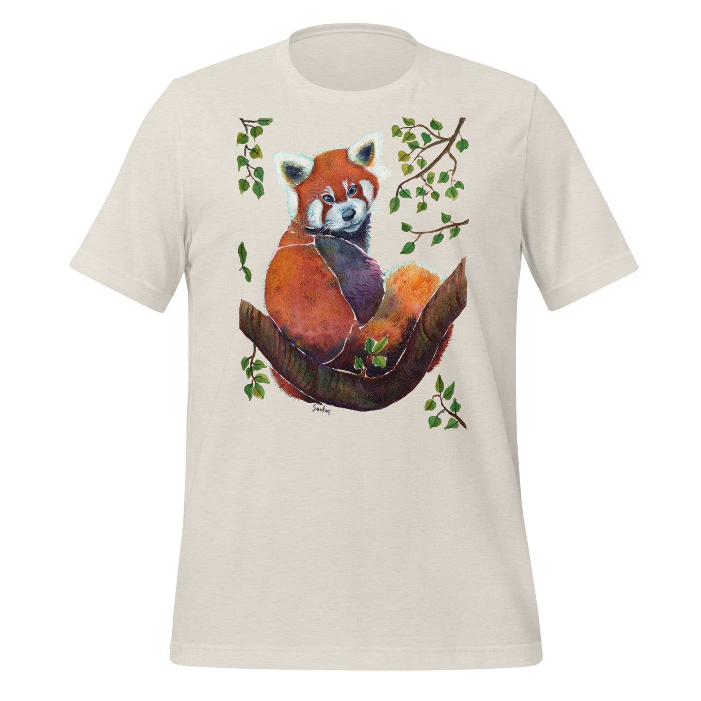 🦊 Unisex T-Shirt – Red Panda Illustration Tee 🍃 - SANDRAAS