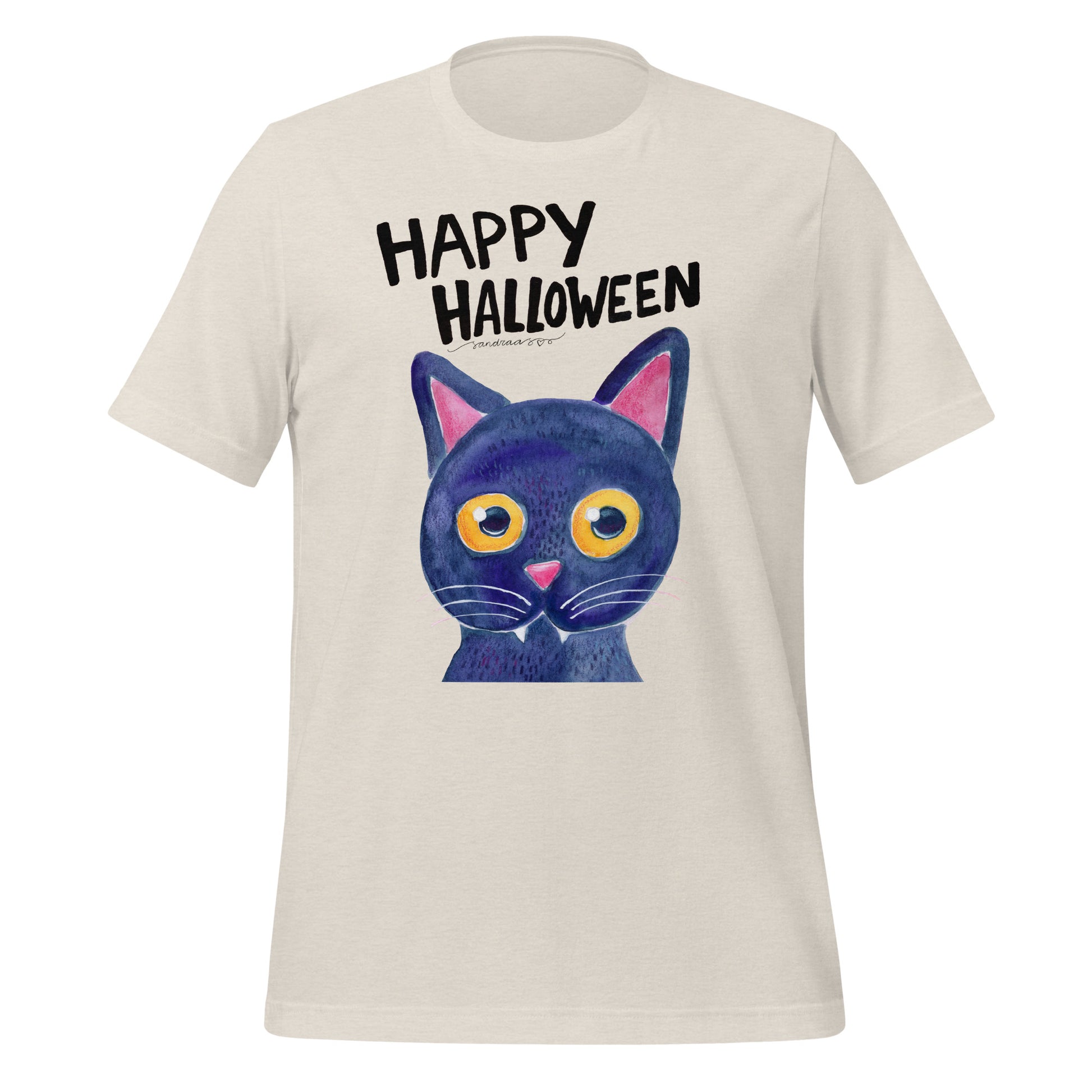 Happy Halloween Black Cat T-Shirt – Spooky, Stylish & Oh - So - Comfy! 🎃🐈⬛ - SANDRAAS