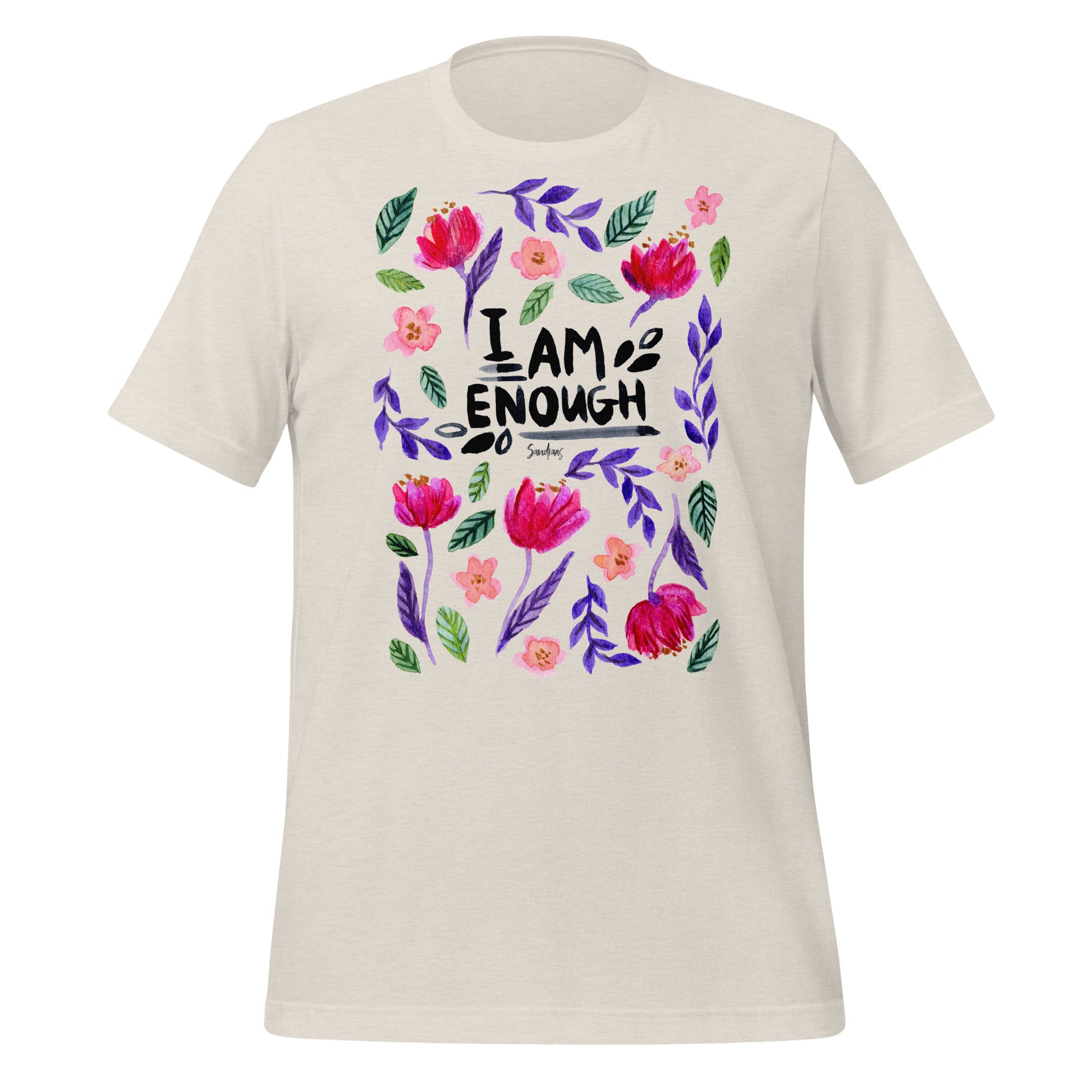 🌸 Unisex T-Shirt – I Am Enough (Florals) 🖤🌷 - SANDRAAS