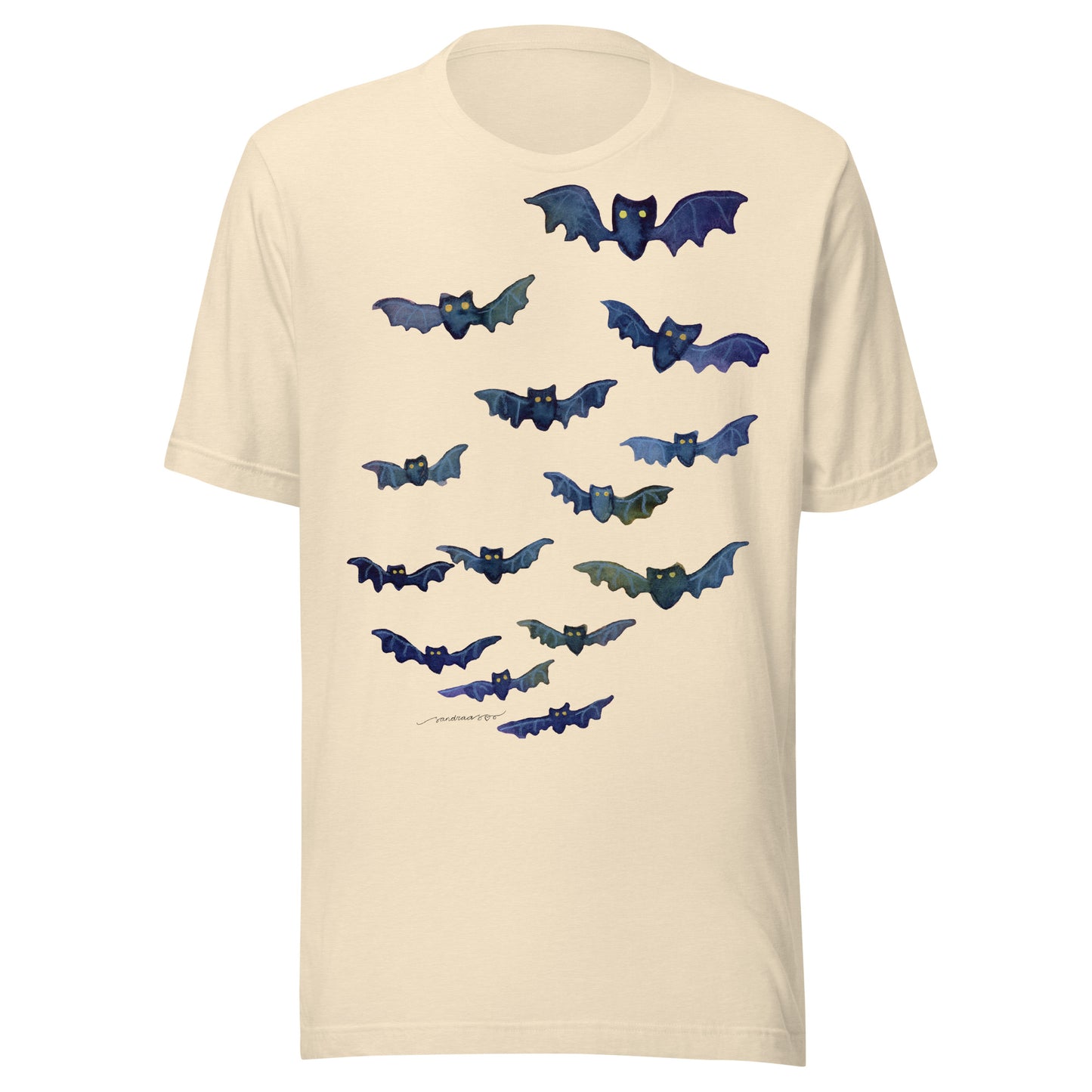 Halloween Bats Women’s T-Shirt • Watercolor Bat Illustration Tee • Spooky Cute Fall Shirt - SANDRAAS