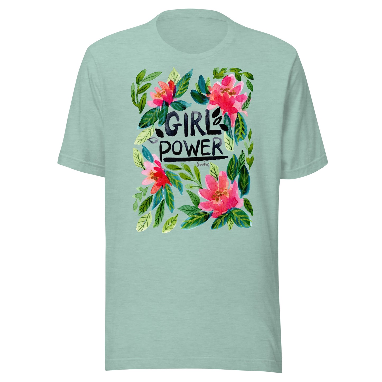 🌸 Unisex T-Shirt – Girl Power – Watercolor Floral Edition - SANDRAAS