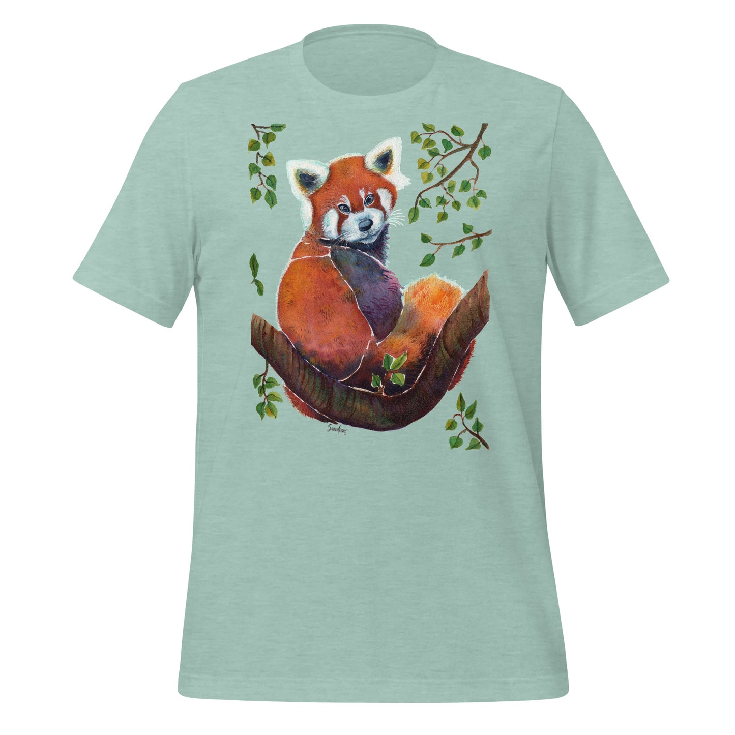 🦊 Unisex T-Shirt – Red Panda Illustration Tee 🍃 - SANDRAAS
