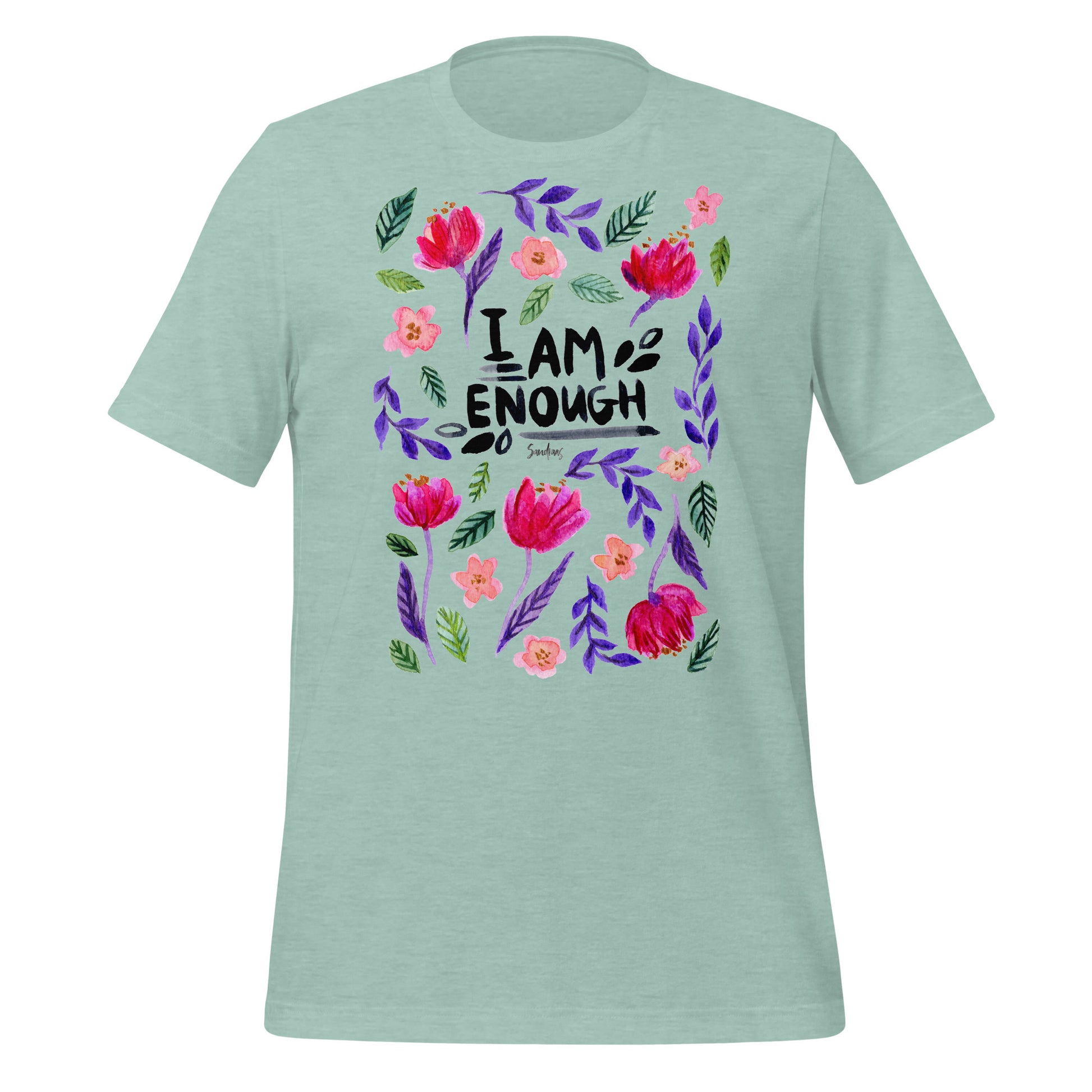 🌸 Unisex T-Shirt – I Am Enough (Florals) 🖤🌷 - SANDRAAS