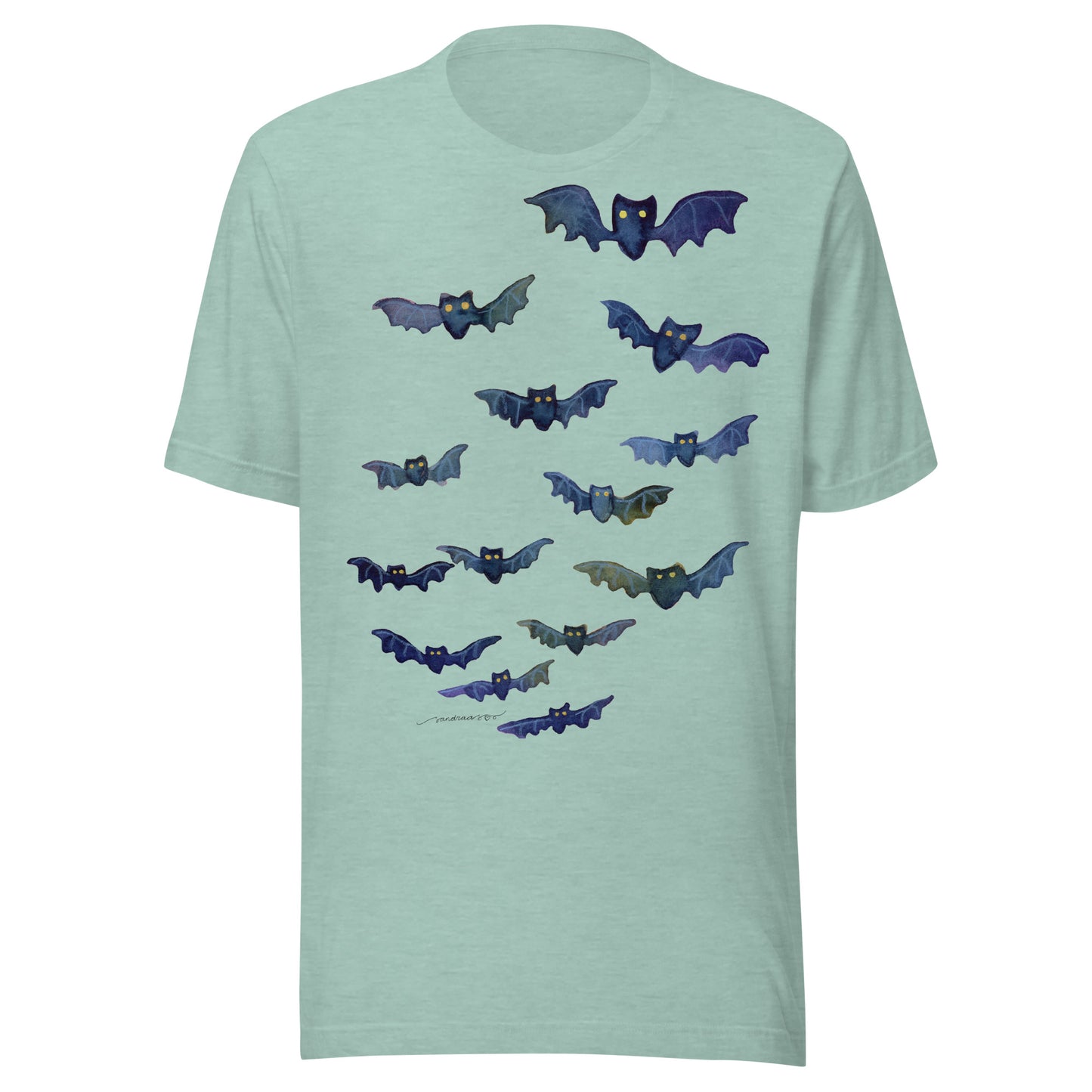 Halloween Bats Women’s T-Shirt • Watercolor Bat Illustration Tee • Spooky Cute Fall Shirt - SANDRAAS