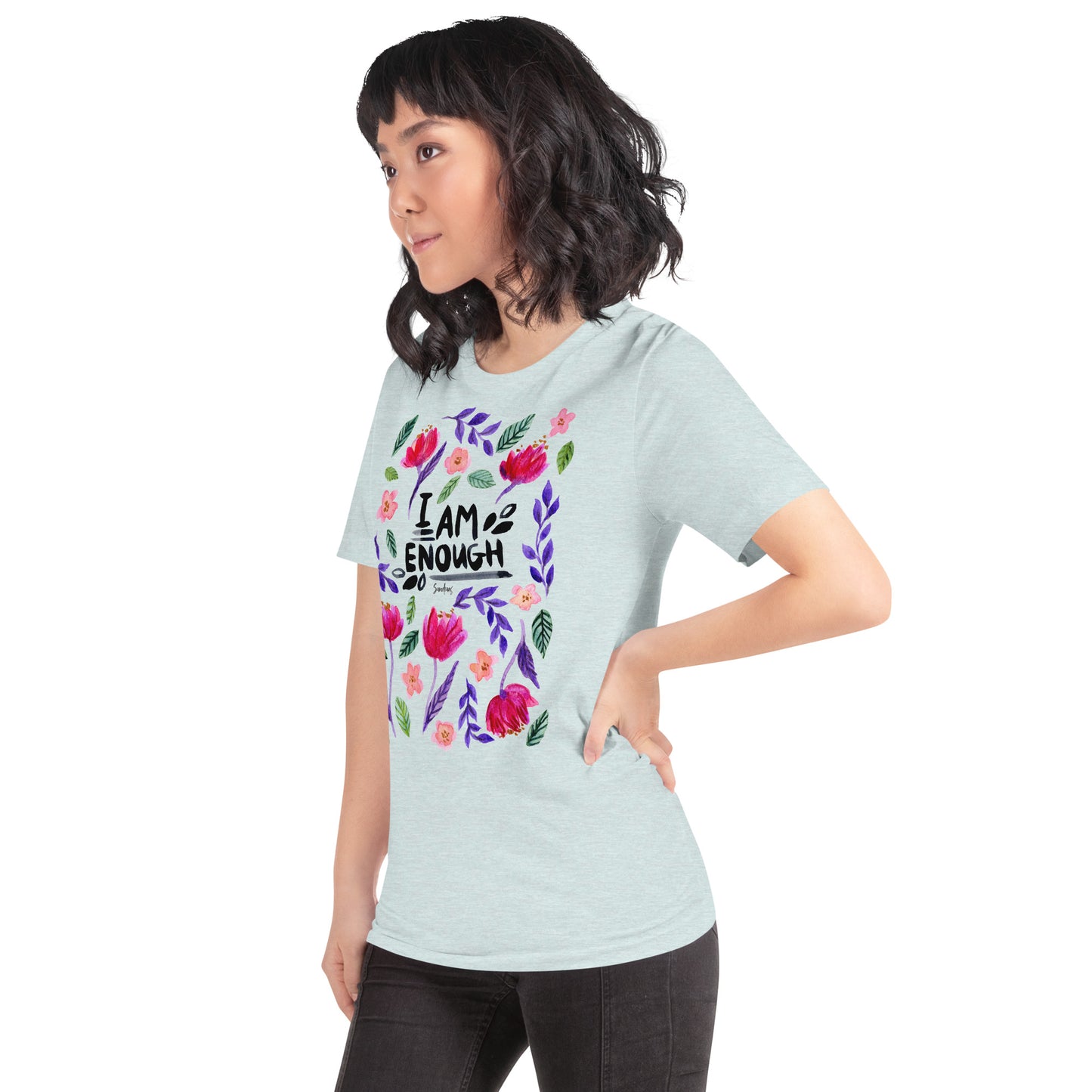 🌸 Unisex T-Shirt – I Am Enough (Florals) 🖤🌷 - SANDRAAS
