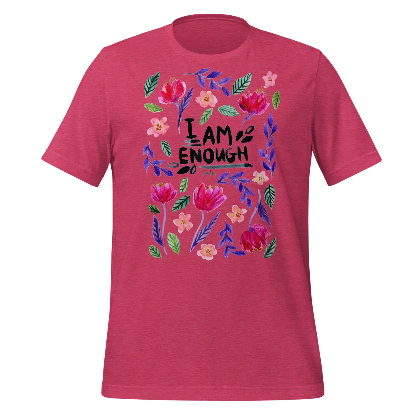🌸 Unisex T-Shirt – I Am Enough – Watercolor Floral Edition - SANDRAAS