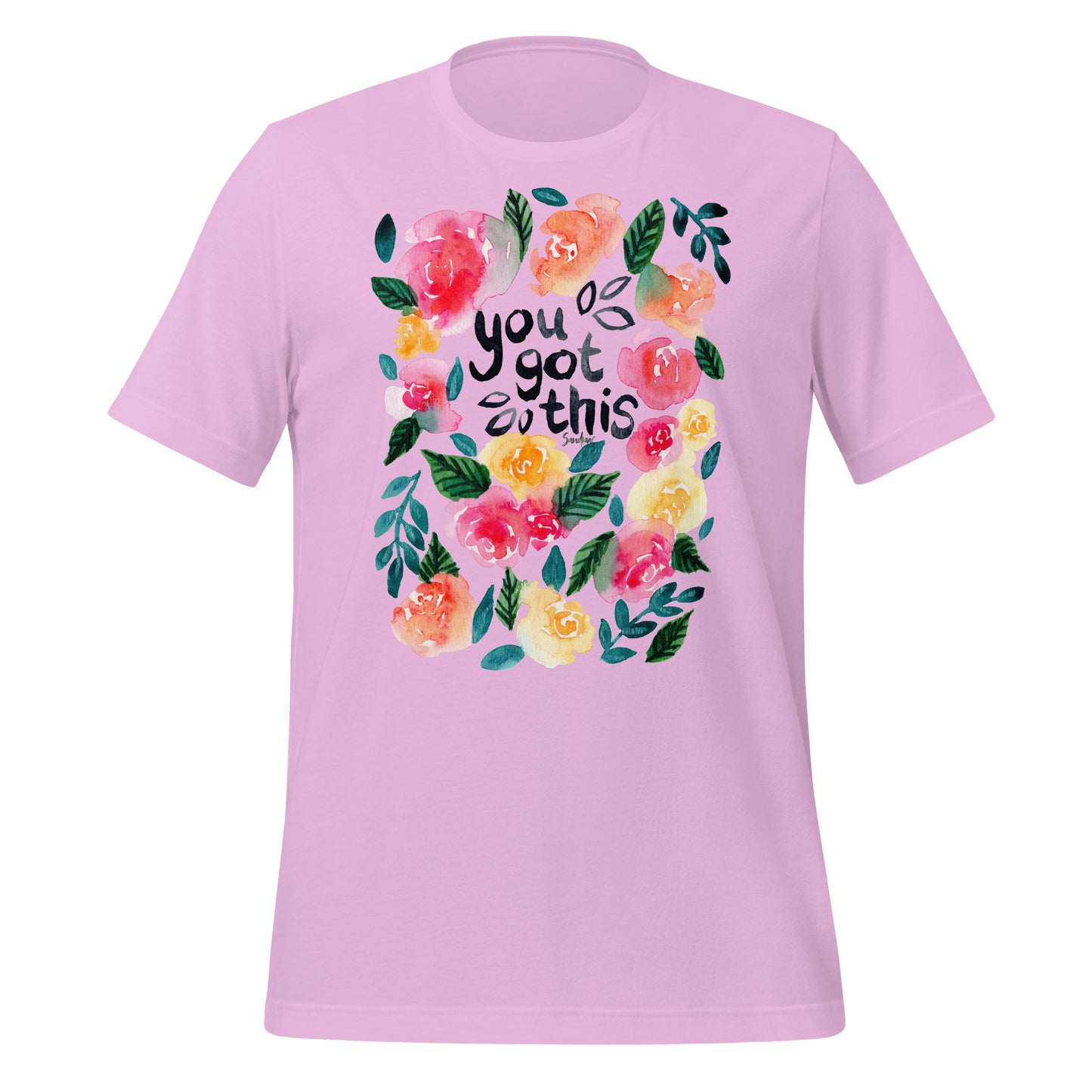 💪 Unisex T-Shirt – You Got This – Watercolor Floral Edition - SANDRAAS