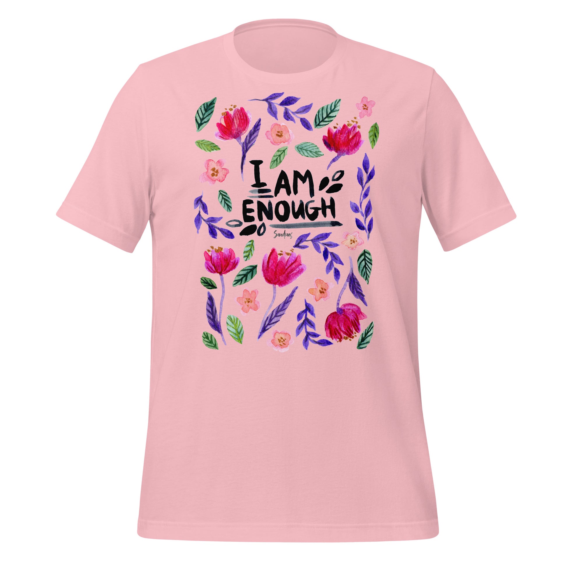 🌸 Unisex T-Shirt – I Am Enough (Florals) 🖤🌷 - SANDRAAS