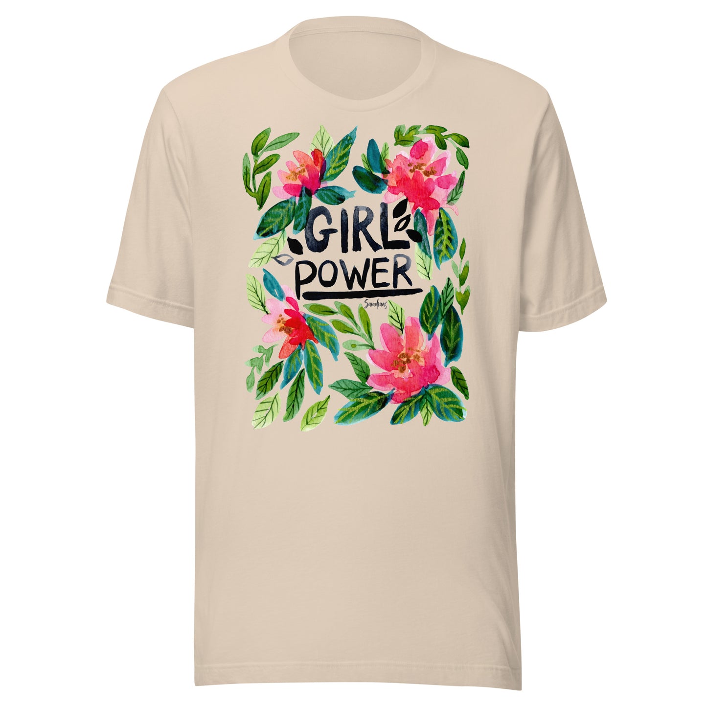 🌸 Unisex T-Shirt – Girl Power – Watercolor Floral Edition - SANDRAAS