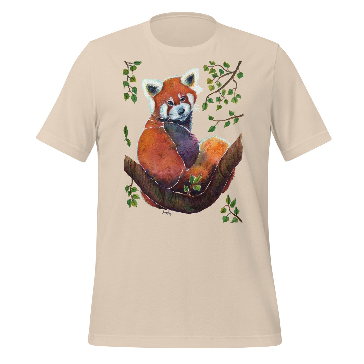 🦊 Unisex T-Shirt – Red Panda Illustration Tee 🍃 - SANDRAAS