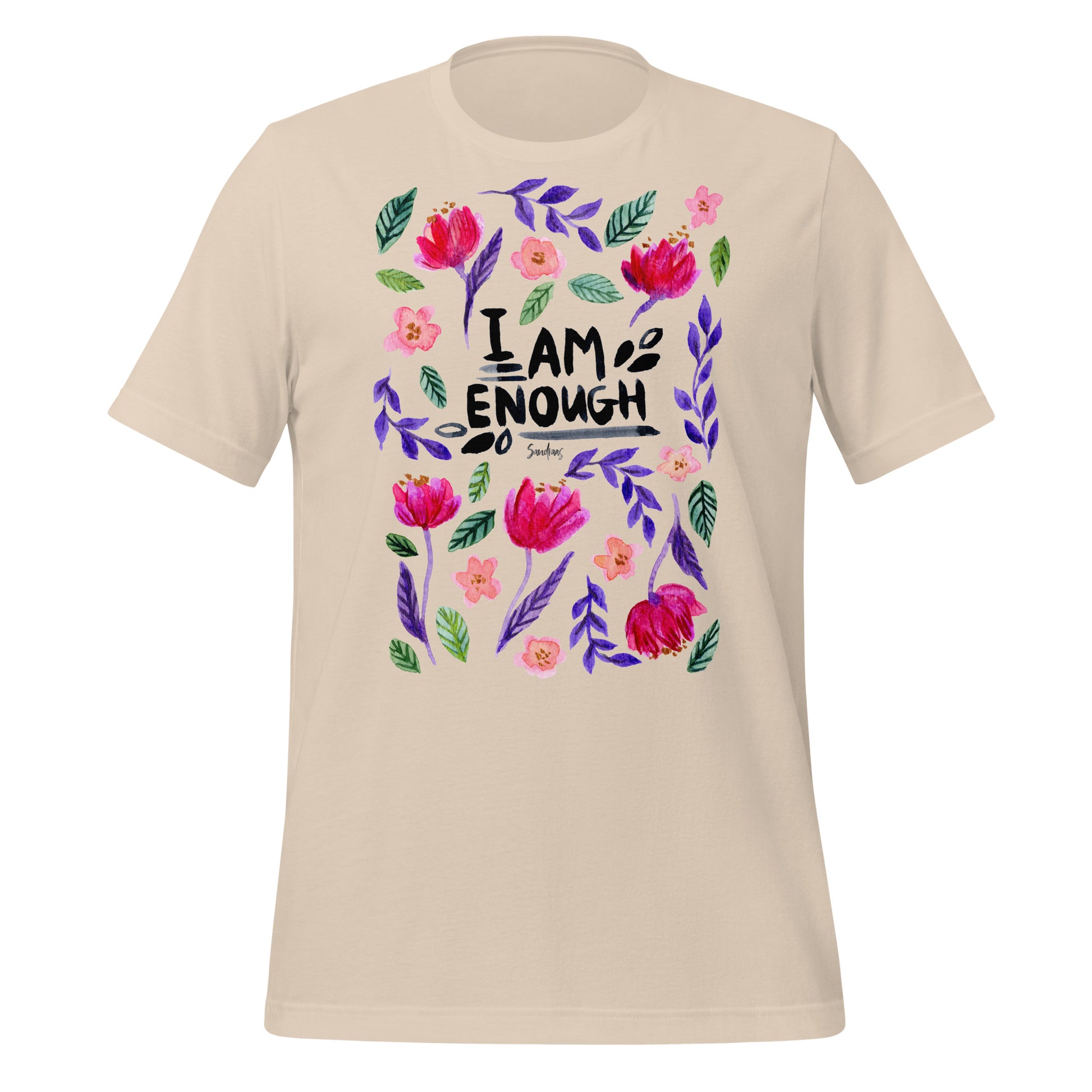 🌸 Unisex T-Shirt – I Am Enough (Florals) 🖤🌷 - SANDRAAS