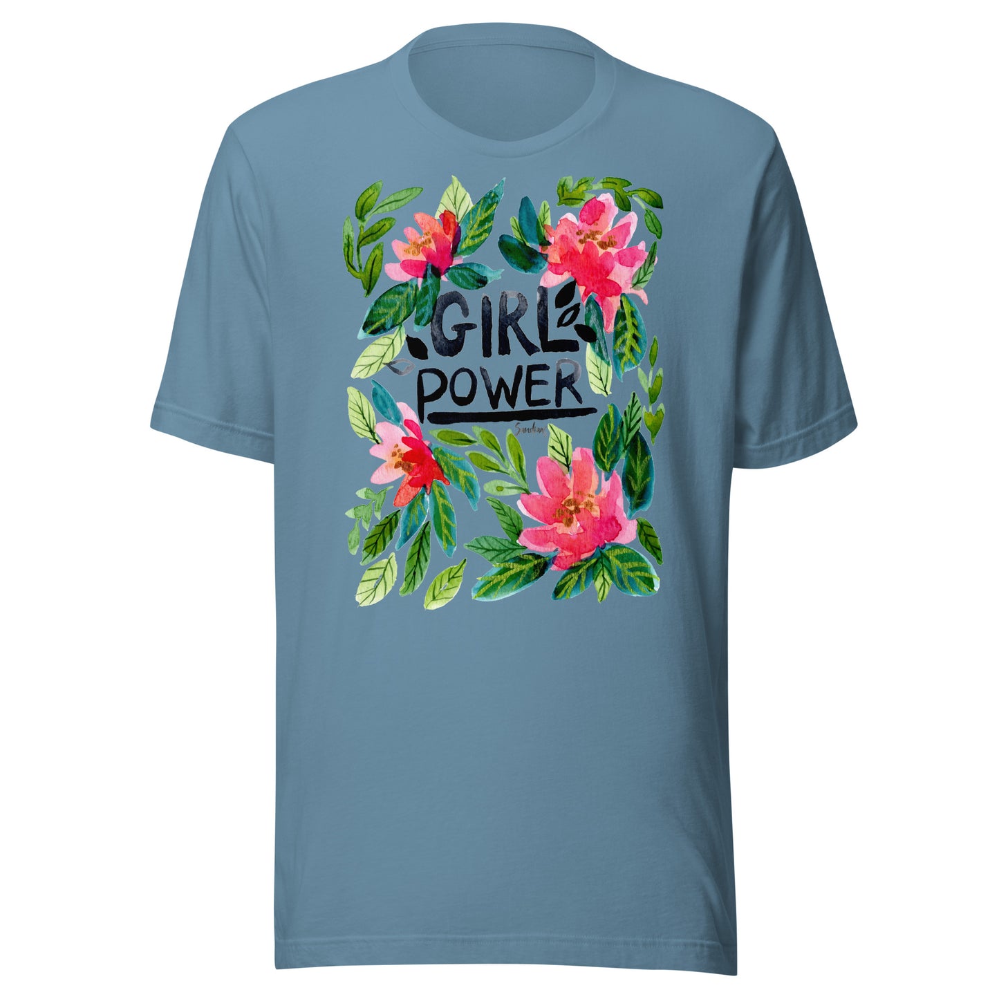 🌸 Unisex T-Shirt – Girl Power – Watercolor Floral Edition - SANDRAAS