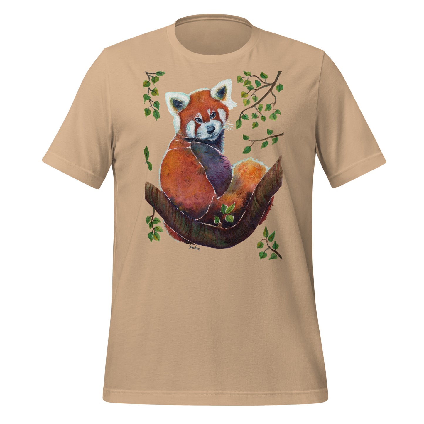 🦊 Unisex T-Shirt – Red Panda Illustration Tee 🍃 - SANDRAAS