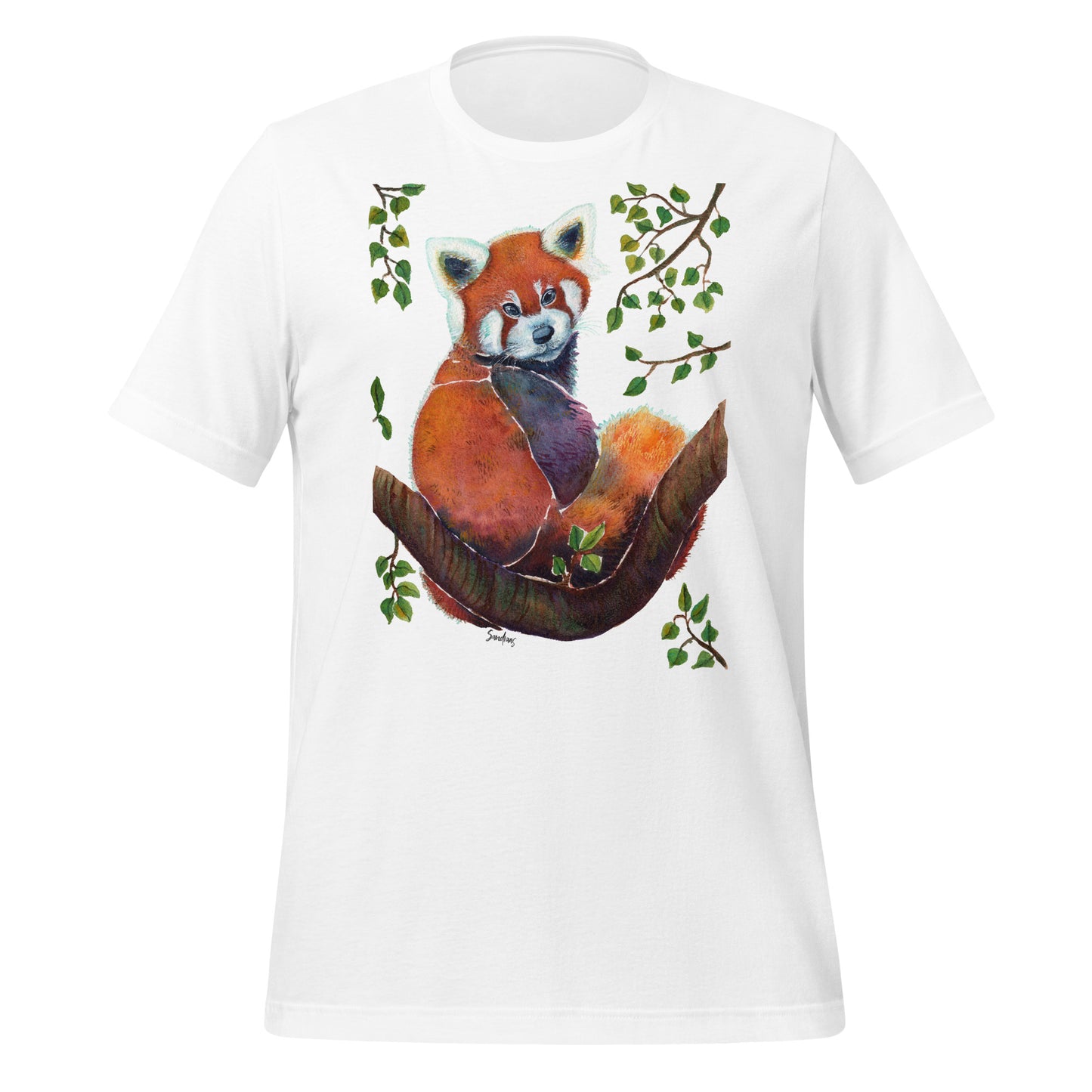 🦊 Unisex T-Shirt – Red Panda Illustration Tee 🍃 - SANDRAAS