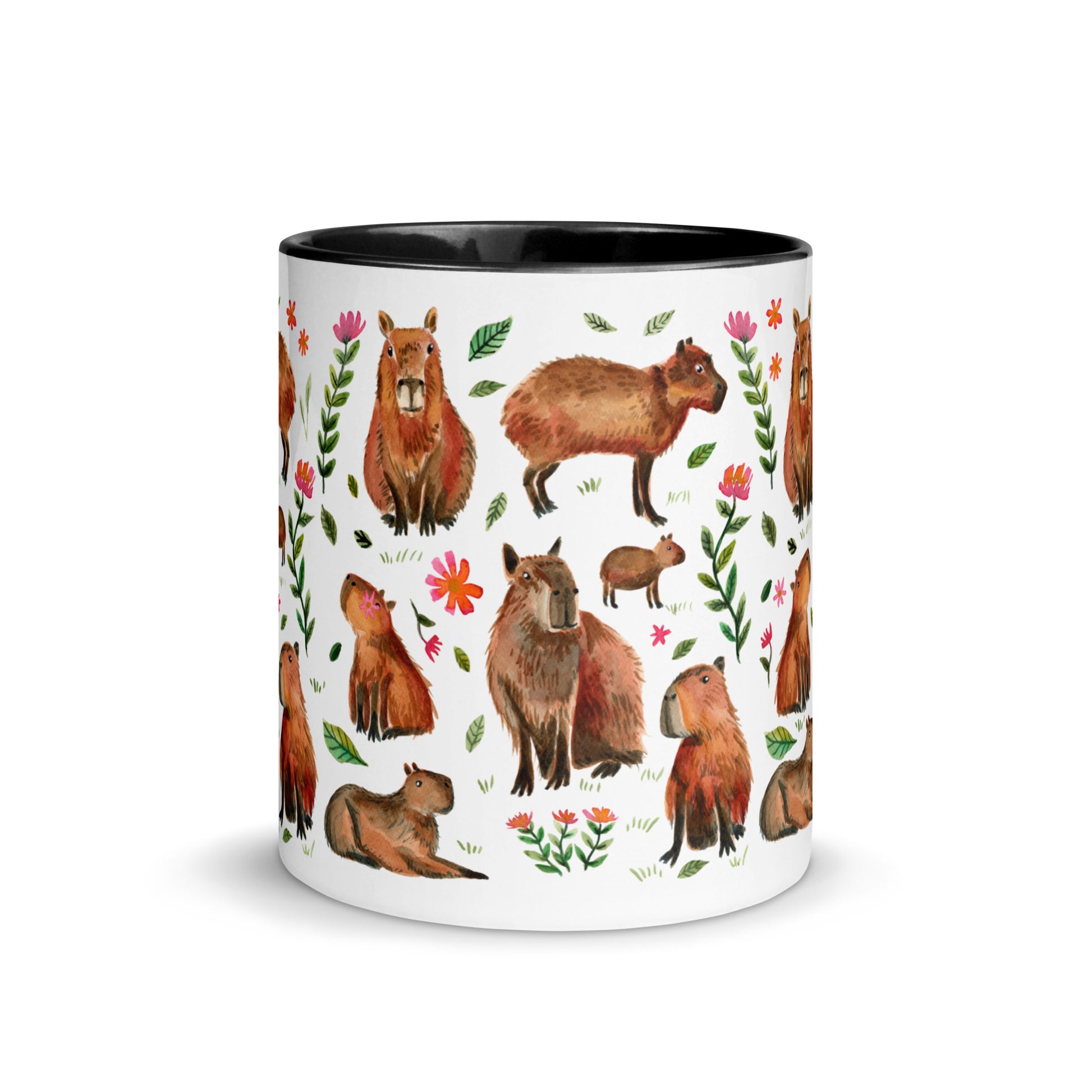 Mug with Color Inside - Capybara's illustrated with watercolor - SANDRAAS